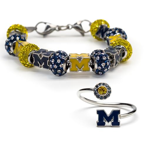 F - Wolverines Fan Charm Bracelet and Ring