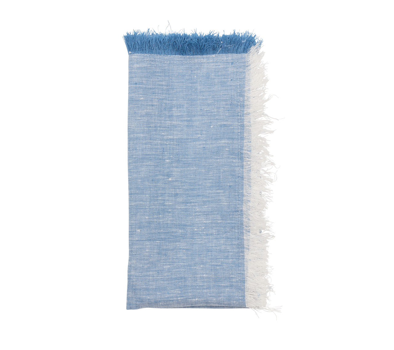 Blue Chambray Fringe Napkins - Set of 4 for Farmhouse Dining, Rustic Table Decor, and Boho Picnic Accessories