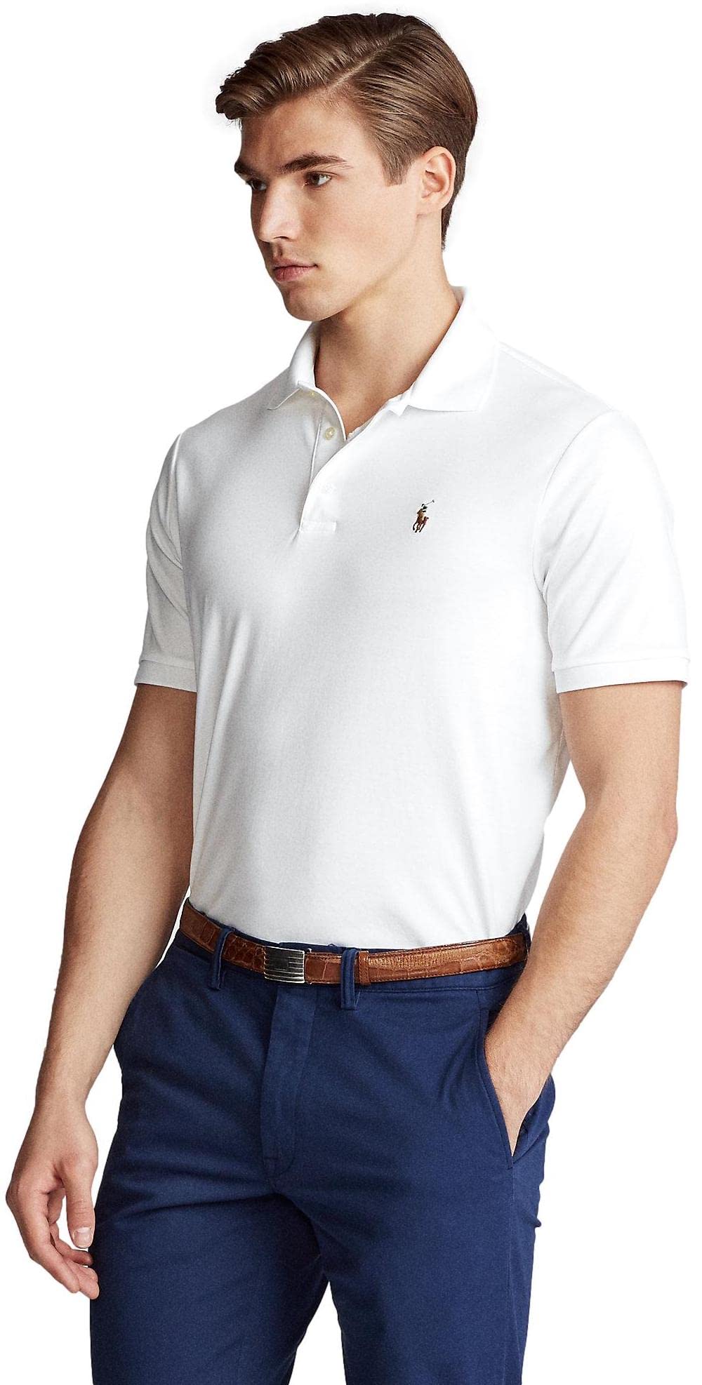 Ralph Lauren Men's Big & Tall Short Sleeve Pima Cotton Polo Shirt - Soft Touch, Breathable (3XLT, White) | Casual Wear, Golf, Office & Summer Outfits