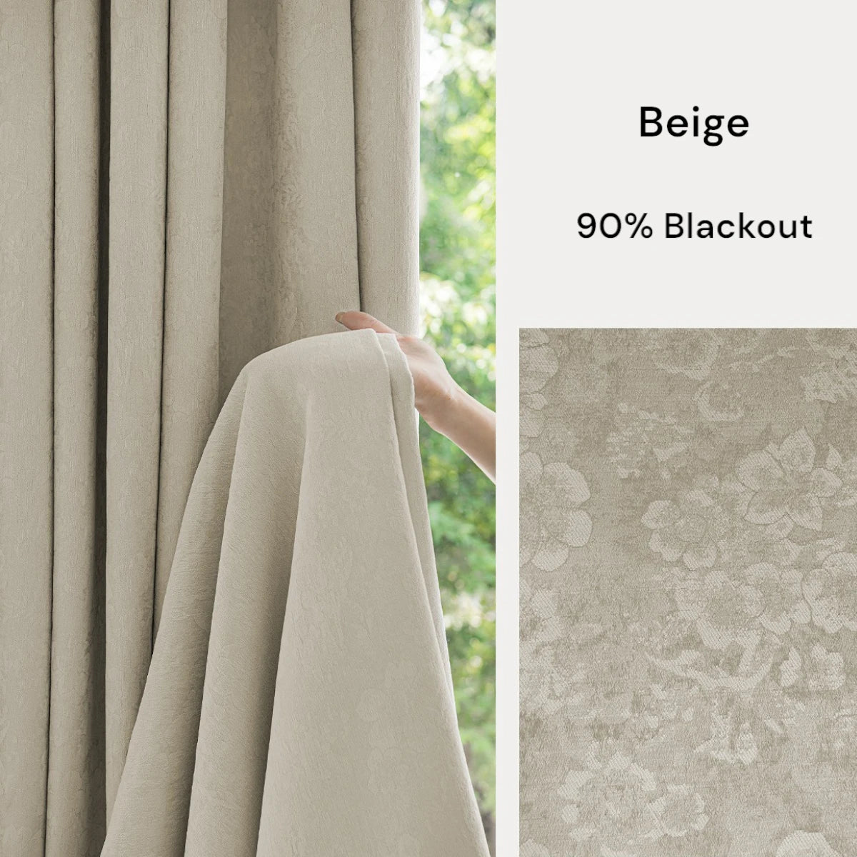 Karen Jacquard Floral Damask Blackout Curtains for Bedroom & Living Room - Custom Size Window Treatments for Light Blocking and Privacy