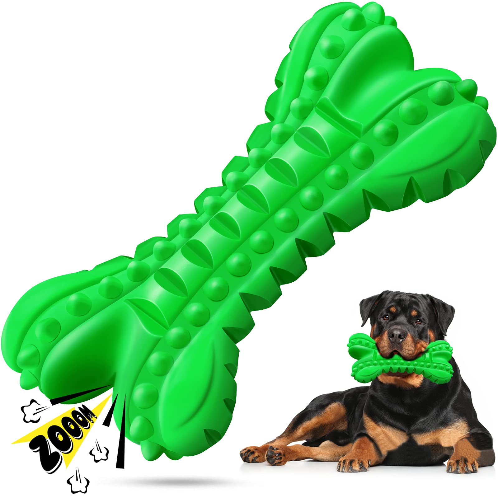 Durable Natural Rubber Dog Chew Toys for Aggressive Chewers - Nearly Indestructible Large Breed Dog Bones with Squeaker, Tough Puppy Teeth Cleaning Toys for Medium & Big Dogs | Perfect for Playtime, Training & Dental Health
