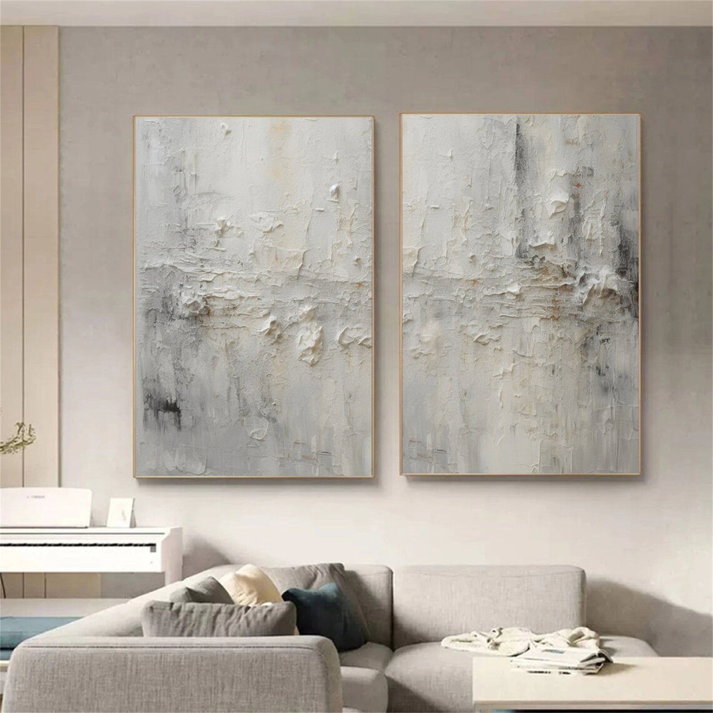 Abstract Painting Set of 2 - Modern Wall Art for Living Room & Bedroom Decor - #AB095