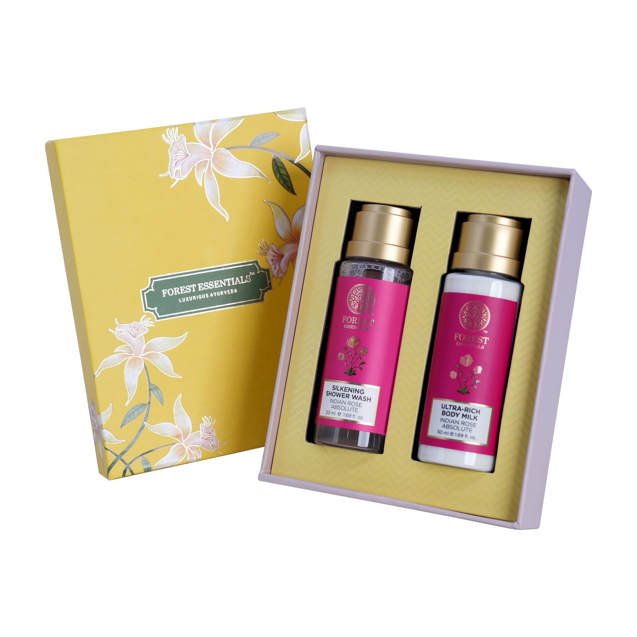Forest Essentials Indian Rose Absolute Gift Box | Luxury Body Care Set with Premium Body Wash & Lotion | 2-Piece Gift Set for Women | Perfect for Birthdays, Anniversaries & Spa Days