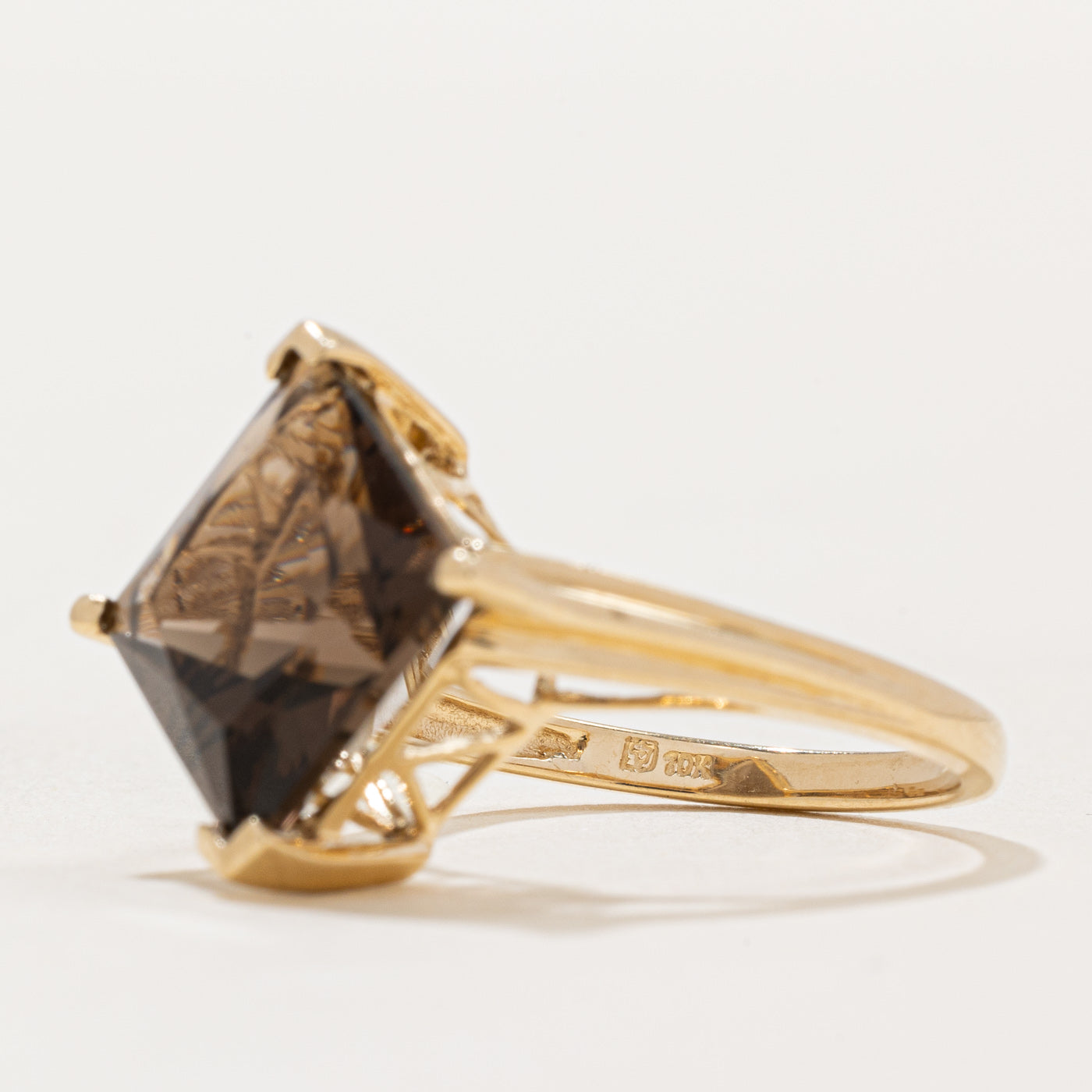 5.50ct Smoky Quartz Cocktail Ring Size 7.25 - Elegant Statement Jewelry for Evening Parties & Special Occasions