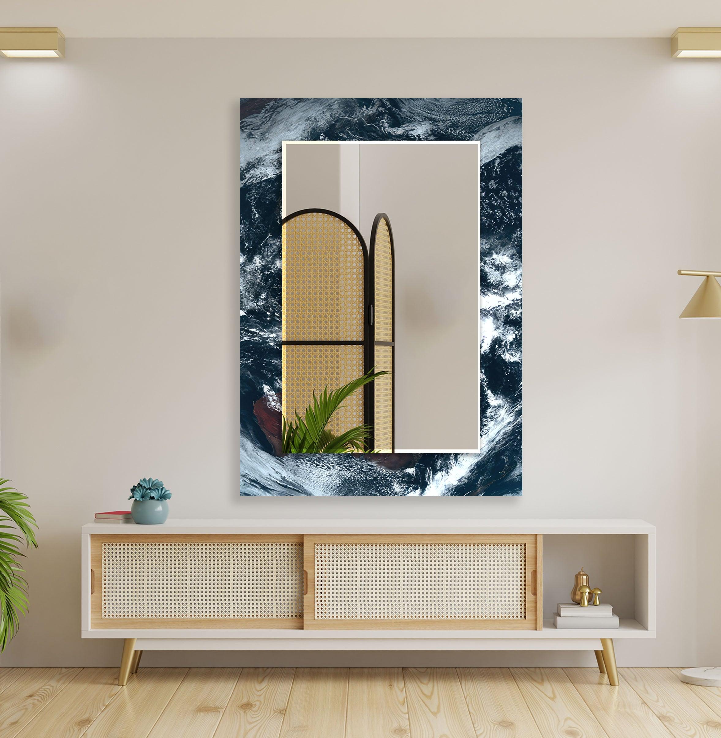 Stylish Black and White Wall Mirror - Modern Home Decor for Living Room, Bedroom, or Bathroom - Perfect for Selfies, Vanity, and Interior Design