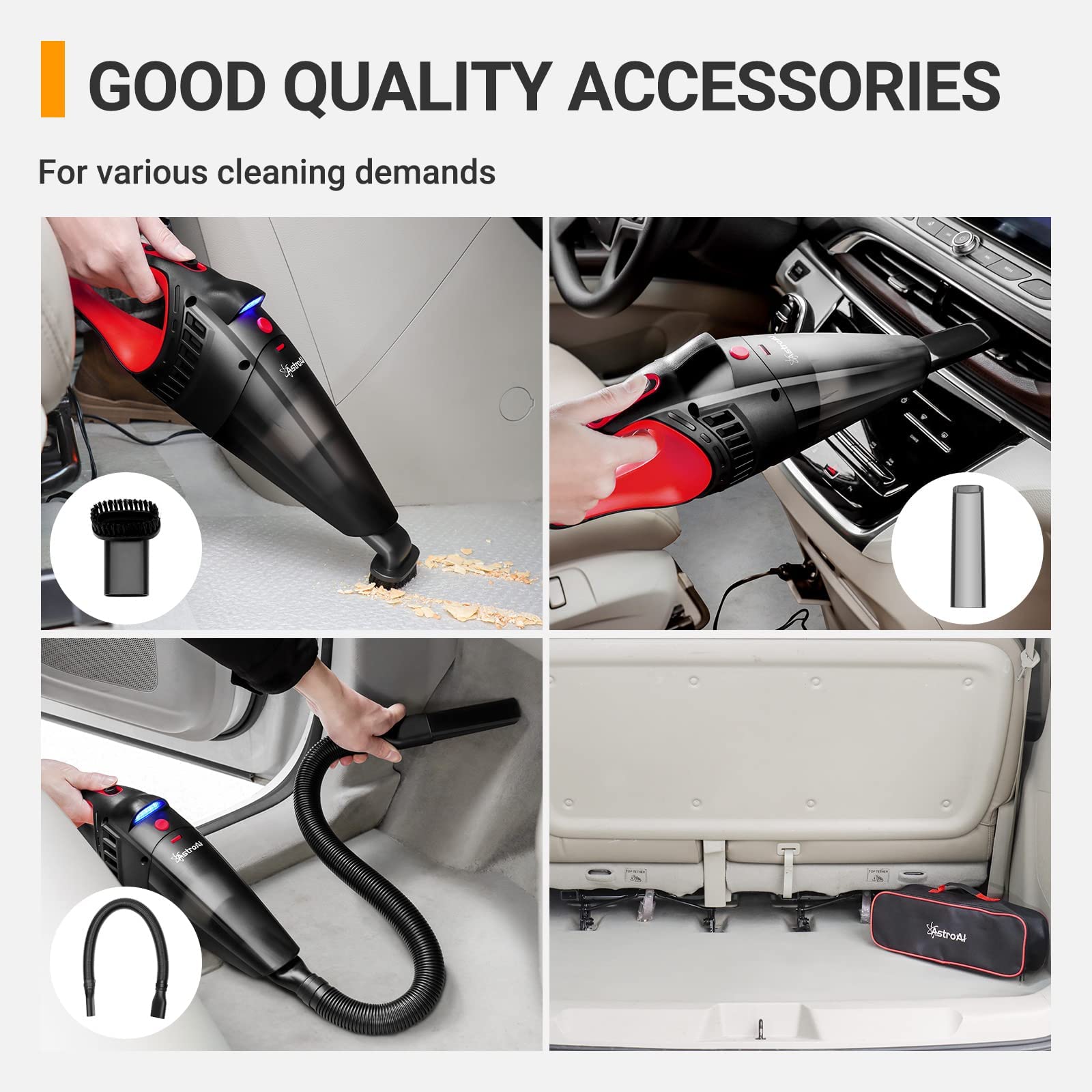 AstroAI Car Vacuum Cleaner & Tire Inflator Combo Kit - Portable Auto Accessories for Car Cleaning and Tire Pressure Maintenance | Perfect for Road Trips, Camping, and Emergency Car Care