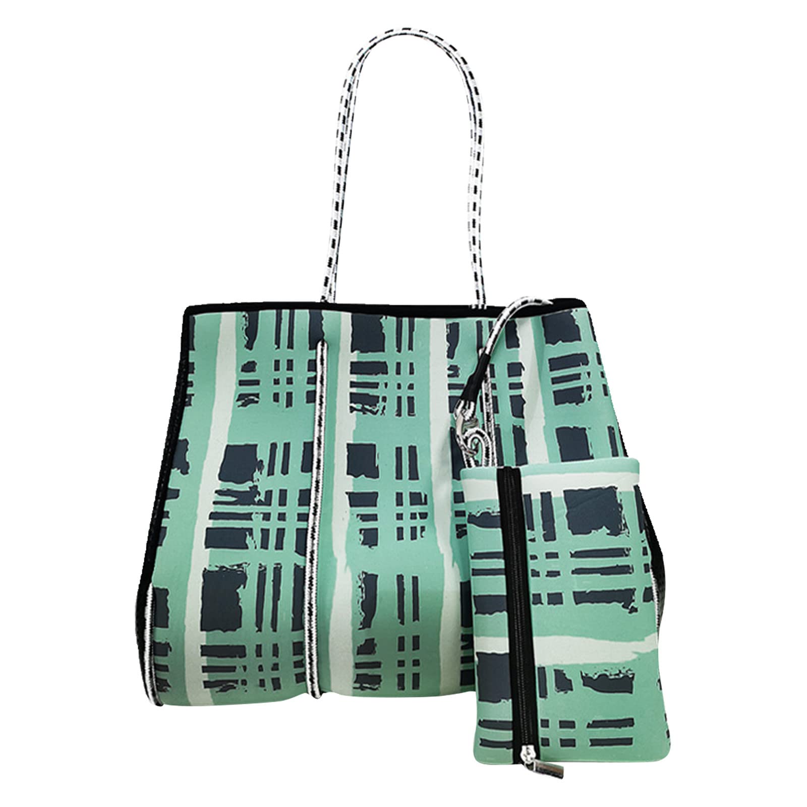 Lightweight Waterproof Neoprene Tote Bag for Women & Men - Large Capacity Beach Bag, Work Purse or Shoulder Bag - Perfect for Travel, Gym, Shopping & Daily Use