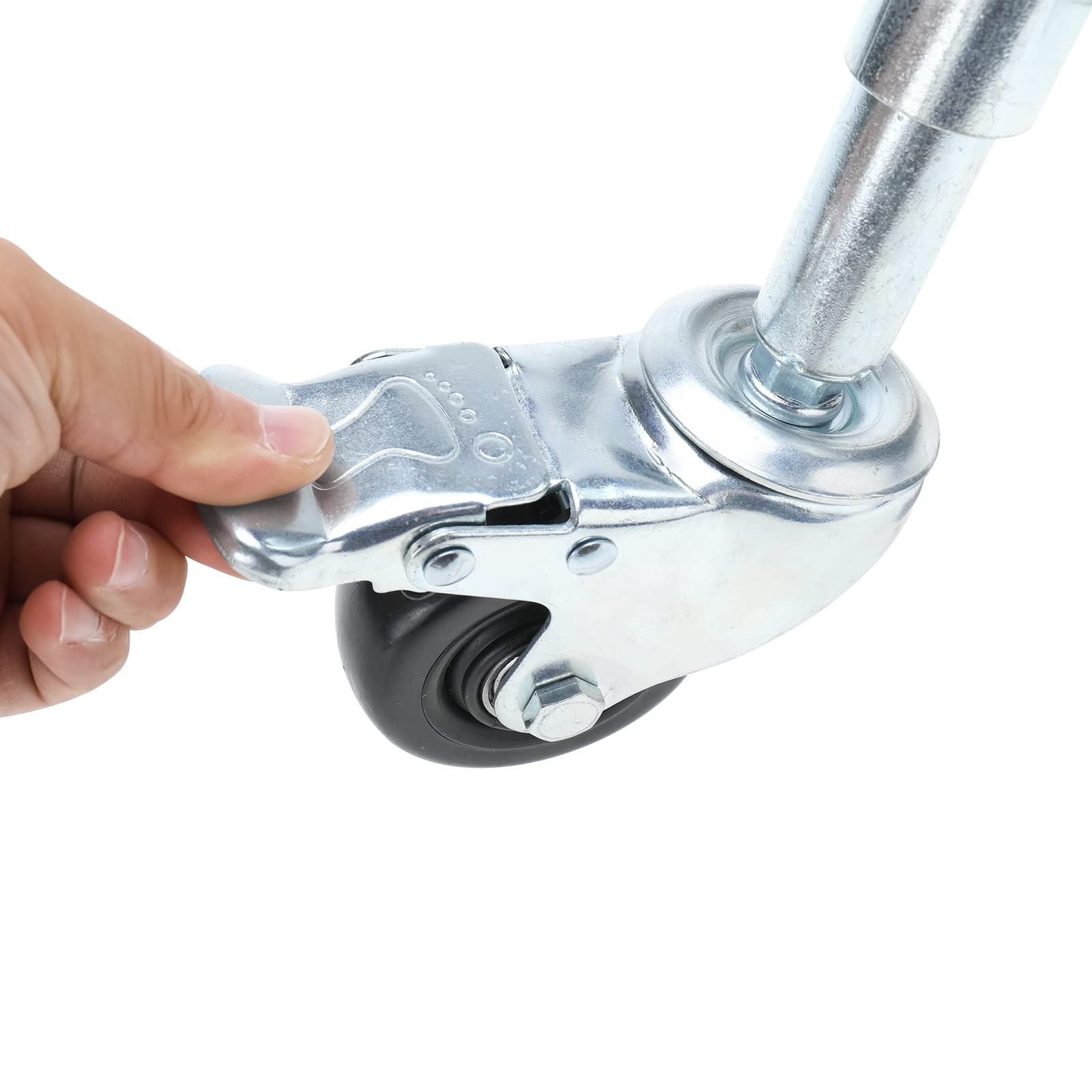 Heavy Duty 4 Inch Spring Loaded Swivel Caster Wheels with Brake - 240 lbs Capacity Retractable Gate Casters for Industrial Equipment, Workbenches, and Furniture Movers | NORJIN