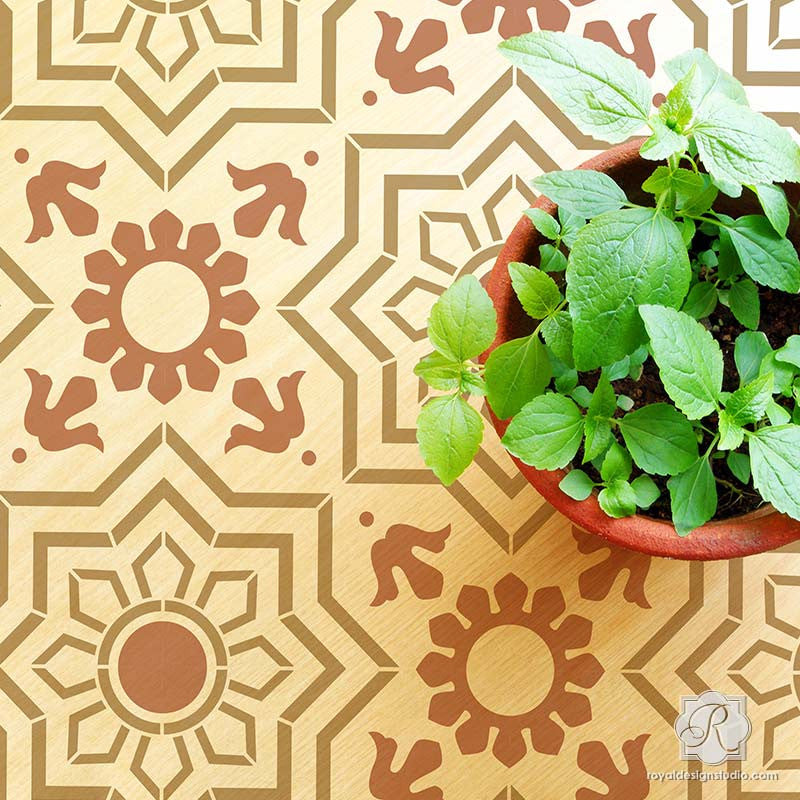 Marbella Tile Stencil Kit - Reusable DIY Wall & Floor Stenciling Templates for Home Decor, Bathroom, and Kitchen Renovation Projects