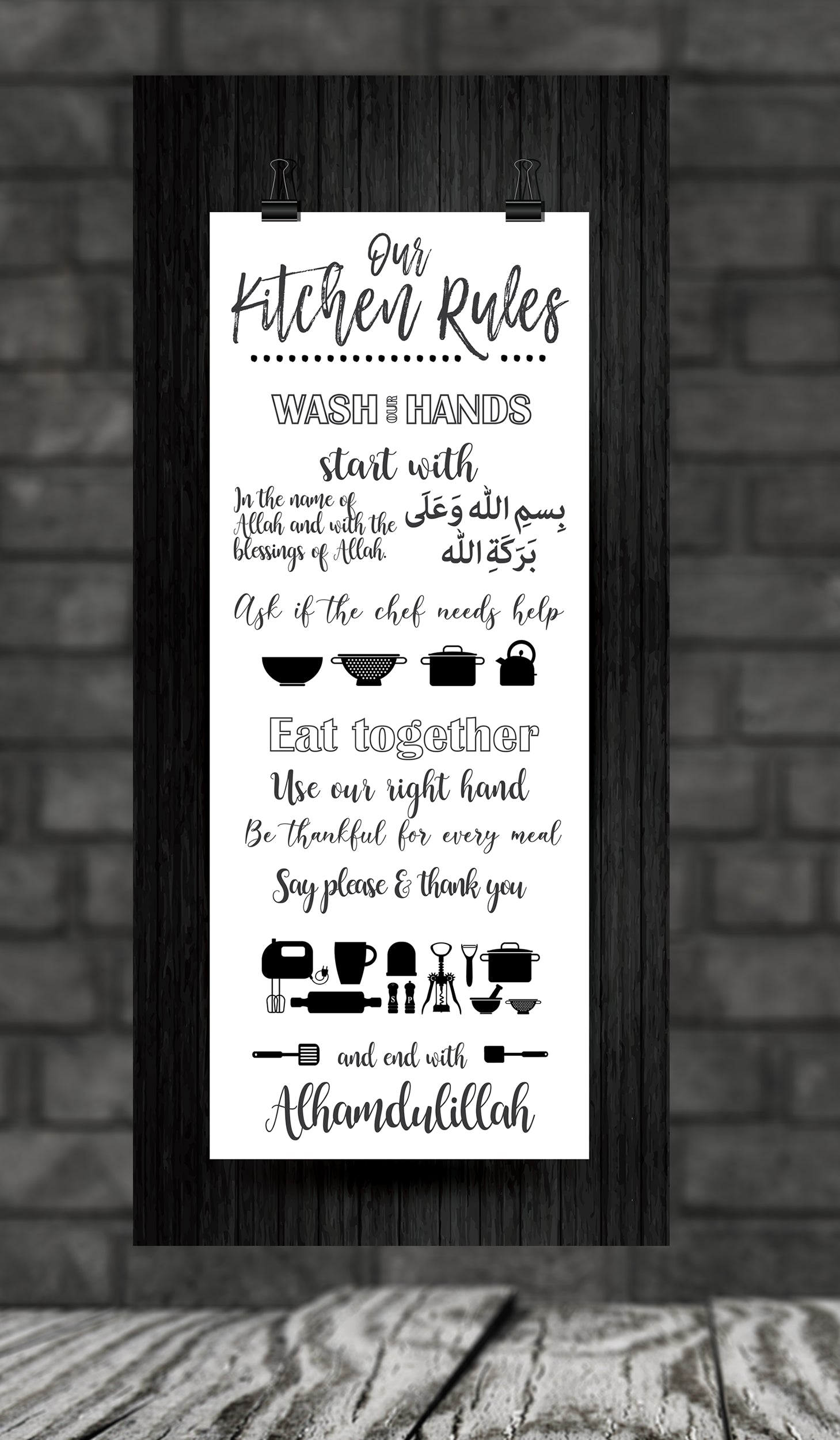 Kitchen Rules Frame - Decorative Sign for Home & Kitchen Decor - Perfect for Dining Room, Farmhouse, or Restaurant Wall Art