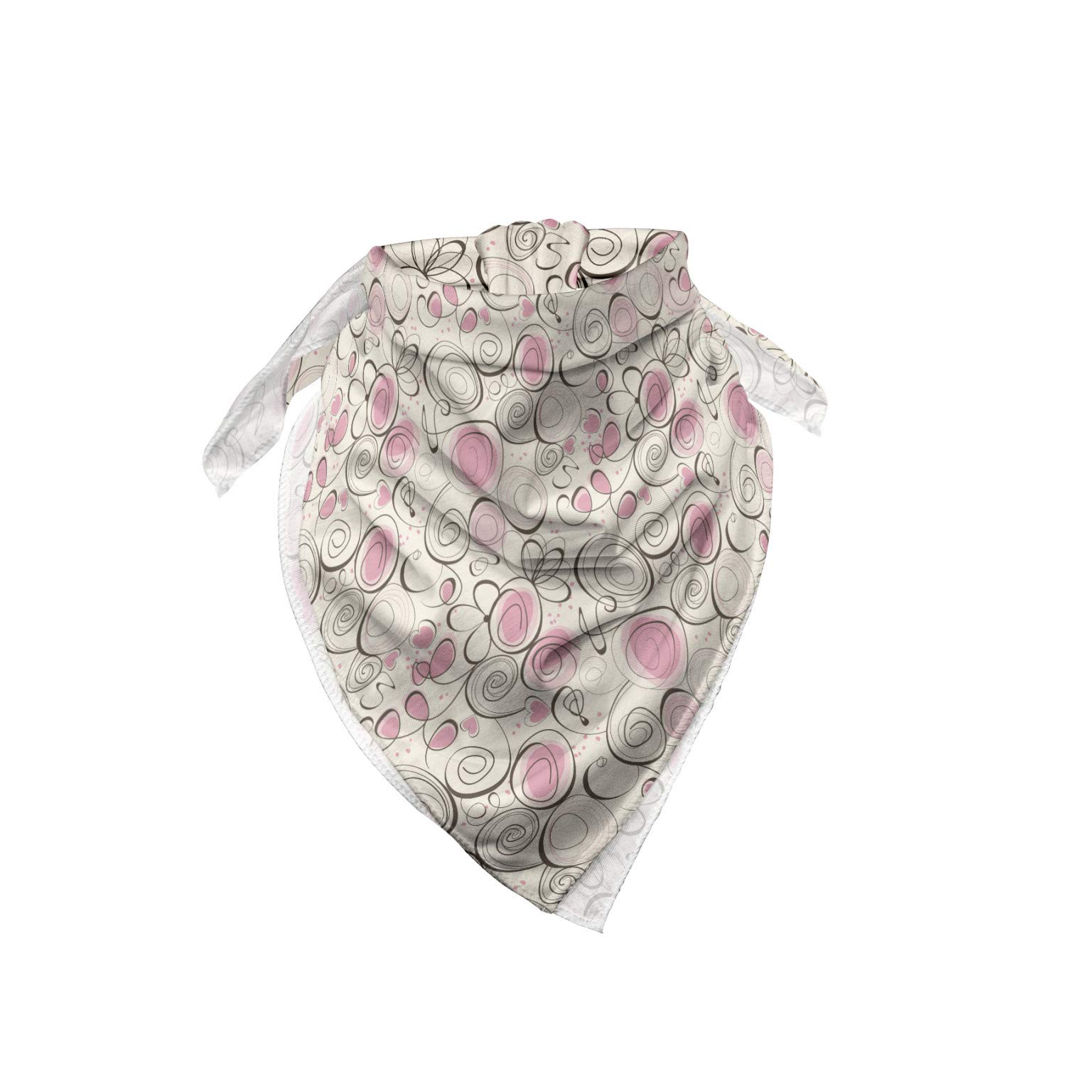 Ambesonne Rose Bandana - Doodle Swirls & Hearts Design - Unisex Head Scarf & Neck Tie for Men & Women - Perfect for Outdoor Activities, Music Festivals & Fashion Accessories