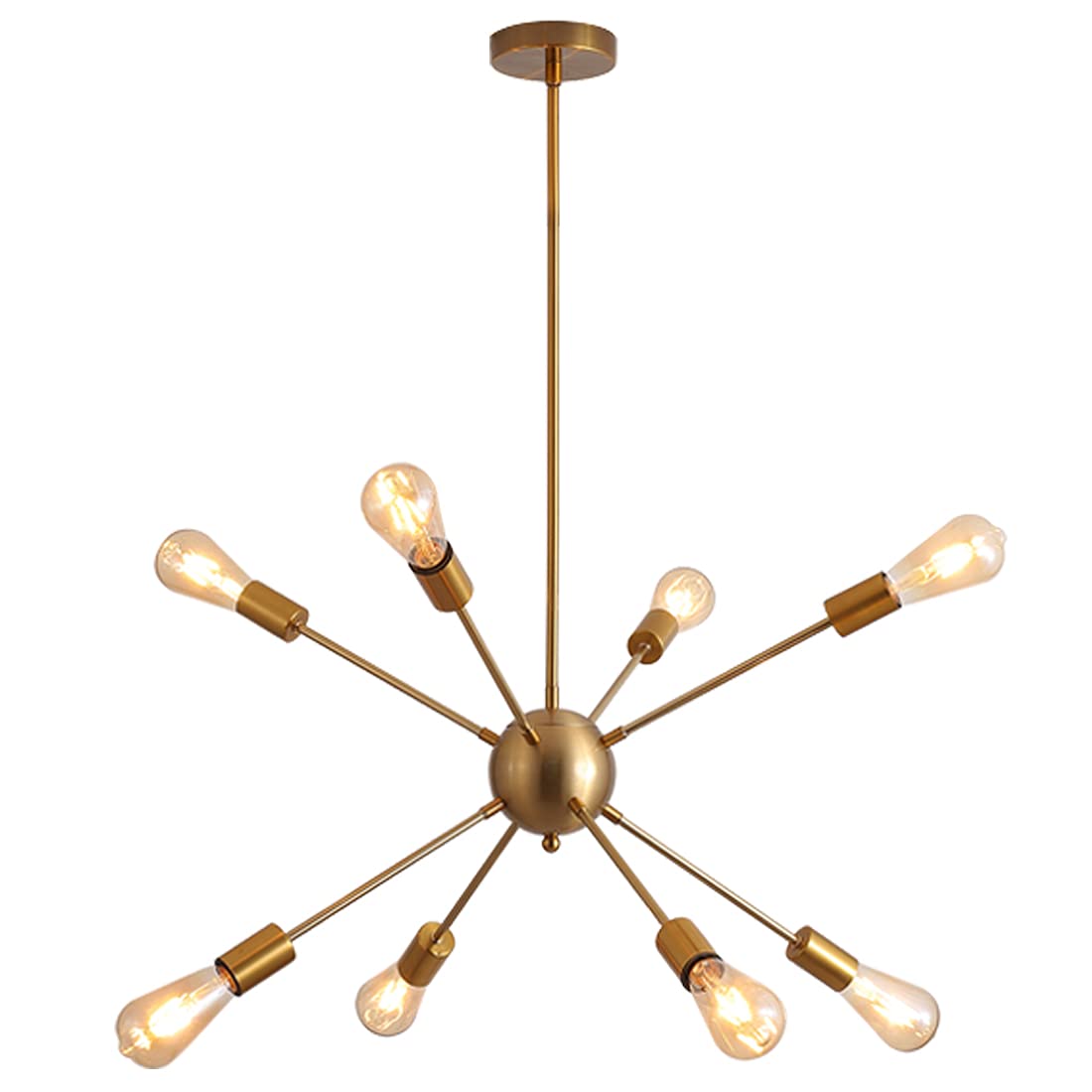 Modern Sputnik Chandelier - 8-Light Brass Ceiling Fixture for Kitchen, Dining & Living Room | Elegant Lighting for Home Decor & Entertaining