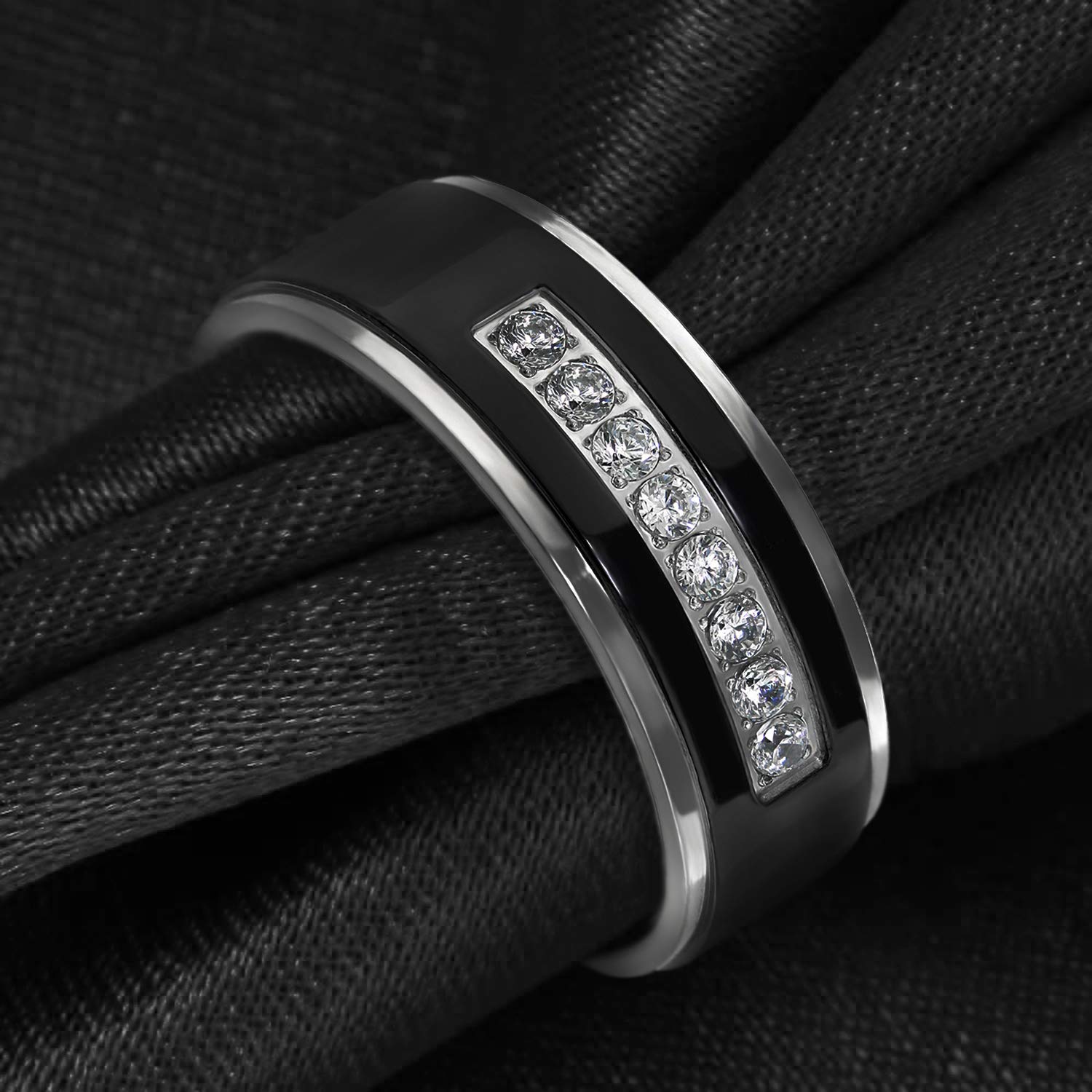 Men's Wedding Bands - Stainless Steel Promise Rings for Him in Silver & Black - Comfort-Fit Engagement Jewelry - Perfect for Proposals, Anniversaries & Everyday Wear
