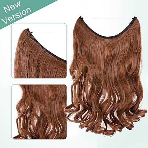 Premium Curly Synthetic Invisible Wire Hair Extensions - Seamless Clip-In Extensions for Volume & Length - Perfect for Parties, Weddings & Everyday Styling