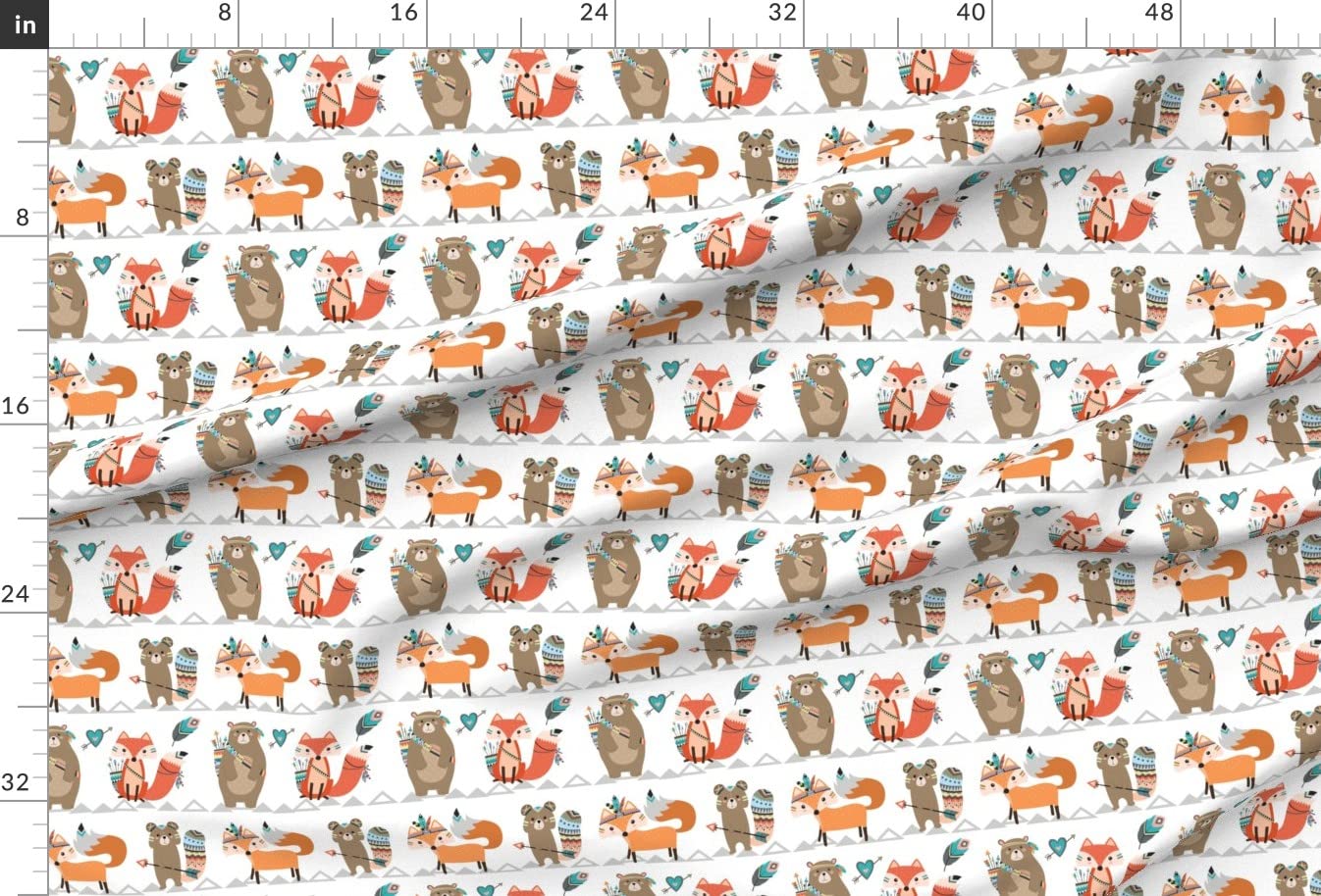 Premium Spoonflower Upholstery Velvet Fabric by The Yard - Woodland, Tribal, Nursery, Arrow & Fox Prints for Home Decor, Apparel & DIY Projects | Gender Neutral, Boy & Girl Designs | Perfect for Curtains, Pillows, Clothing & Crafts