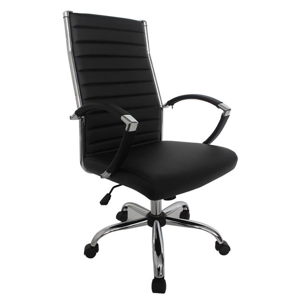 Furniture of America Damse Faux Leather Large Adjustable Office Chair in Black - Ergonomic Executive Desk Chair for Home Office, Gaming & Workstation