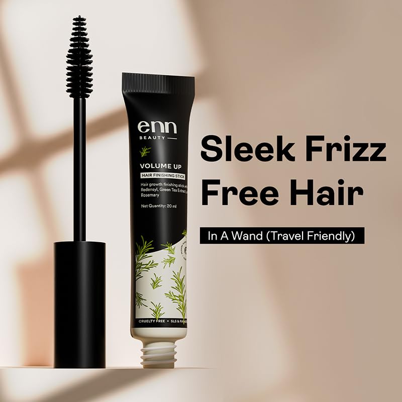 ENN Volume Up Hair Finishing Stick for Frizzy Hair - Anti Frizz Baby Hair Styler with Redensyl, Green Tea & Rosemary Extract for Hair Growth | Non-Sticky, Non-Greasy Formula | 20ml Travel Size | Perfect for Flyaways, Baby Hairs & Styling on the Go