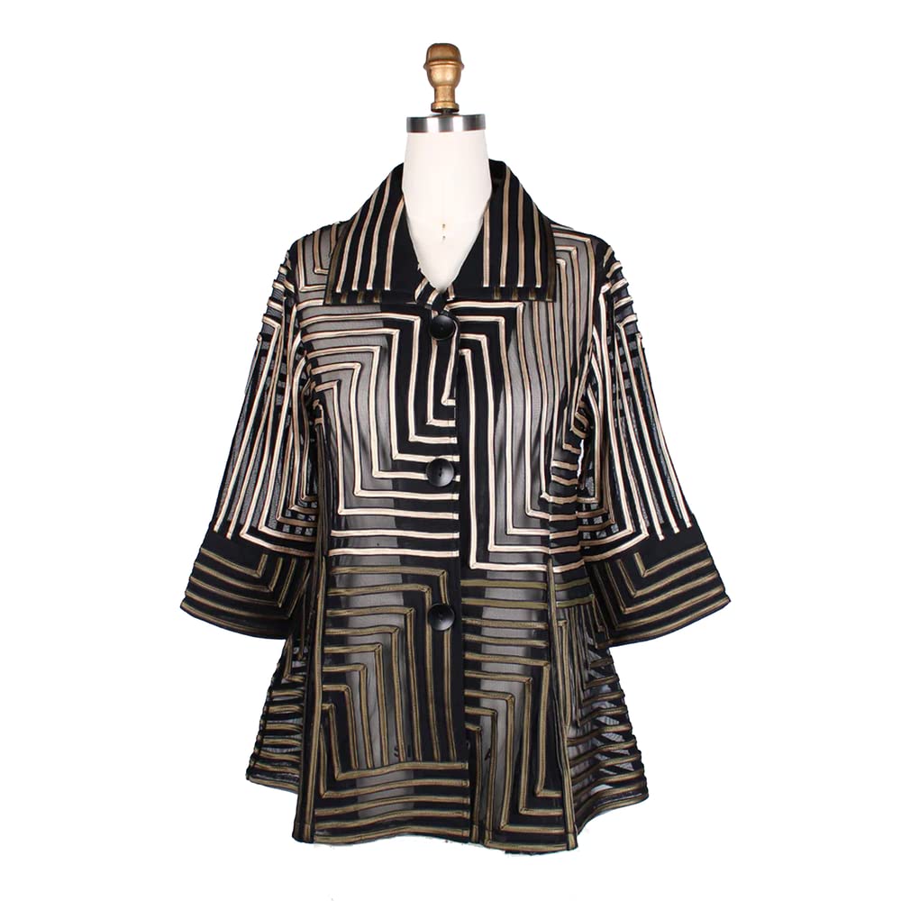 Geometric Soutache Embroidered Women's Jacket - Elegant Boho Chic Outerwear for Casual Wear & Special Occasions