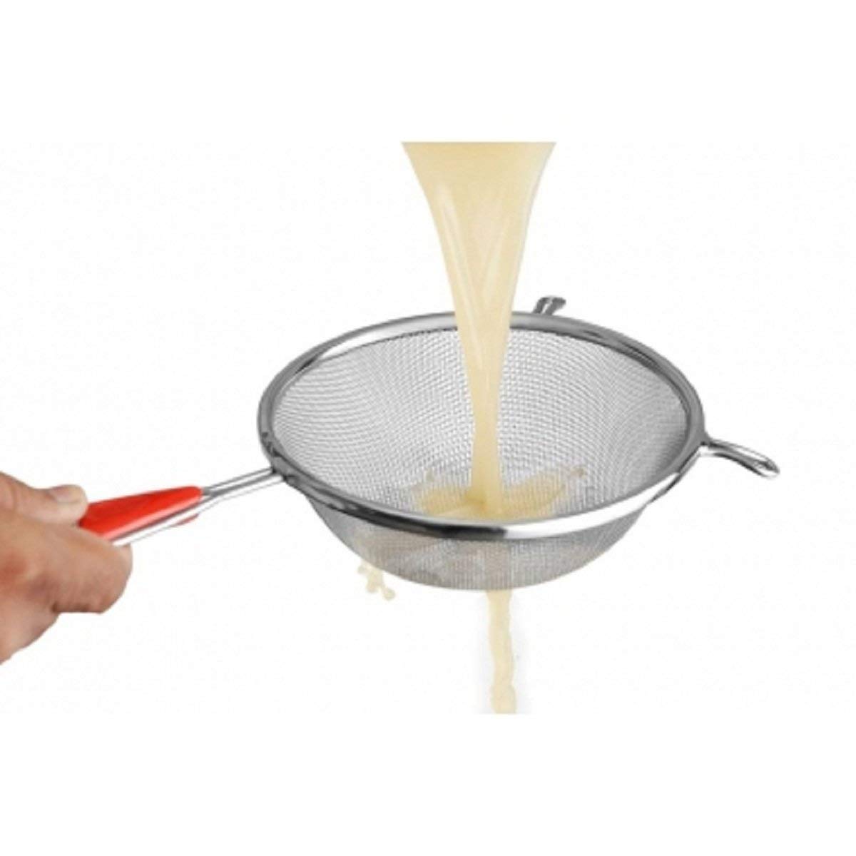 Premium Stainless Steel Large Soup & Juice Strainer 35cm - Heavy Duty Kitchen Sieve for Filtering, Canning, and Straining - Ideal for Soups, Juices, Tea, and Food Prep