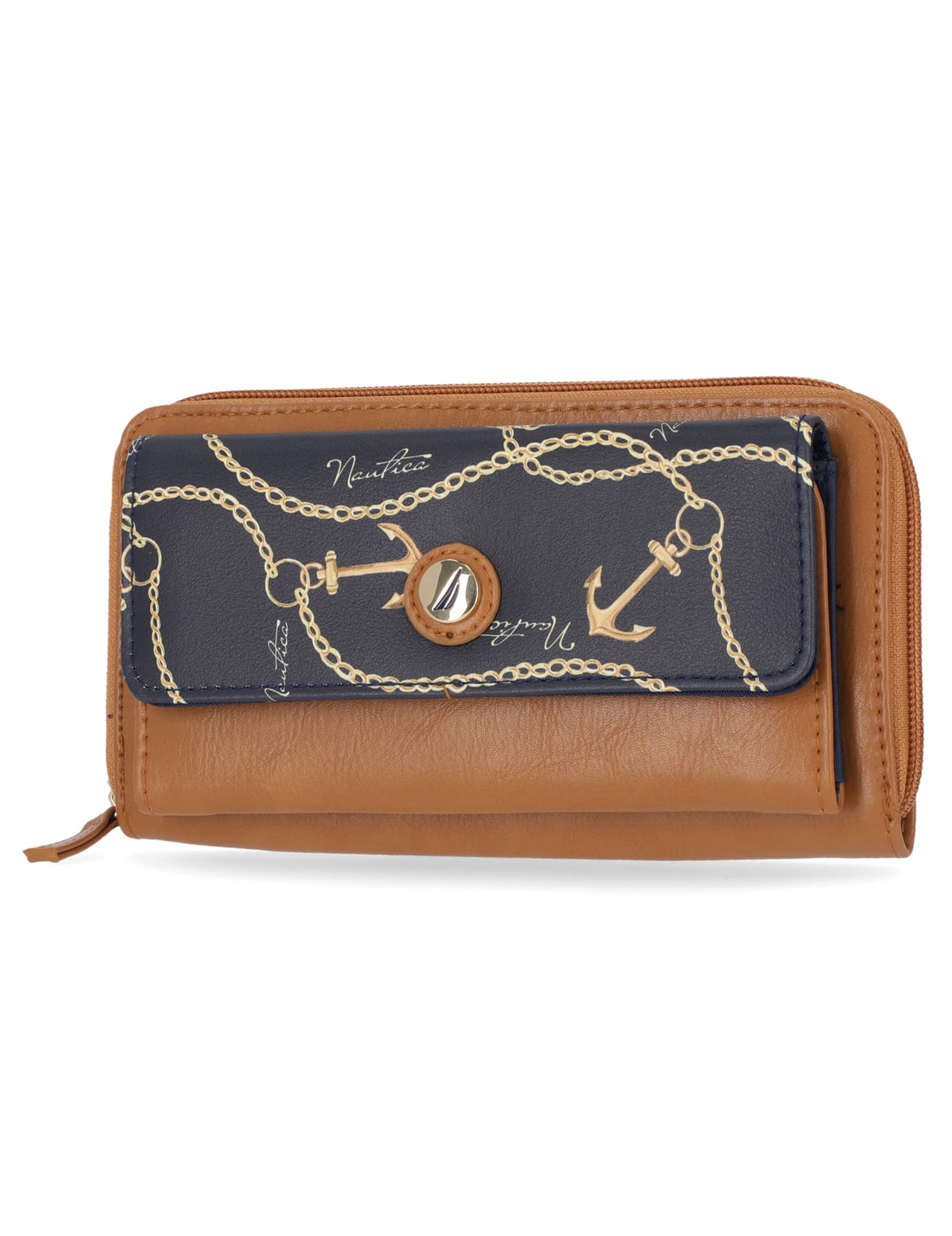Nautica Women's RFID Blocking Zip Around Wallet Clutch - Bulk Cargo Organizer with Multiple Card Slots (Anchor Aweigh) | Perfect for Travel, Shopping & Everyday Use