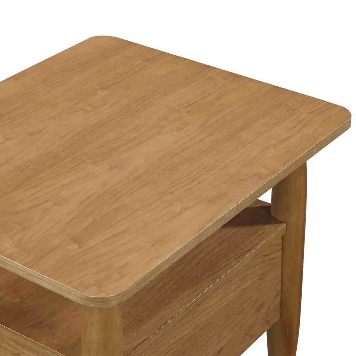 Modern Nightstand with Drawer - Wooden Bedside Table for Bedroom, Living Room & Office - Compact Storage End Table with Shelf