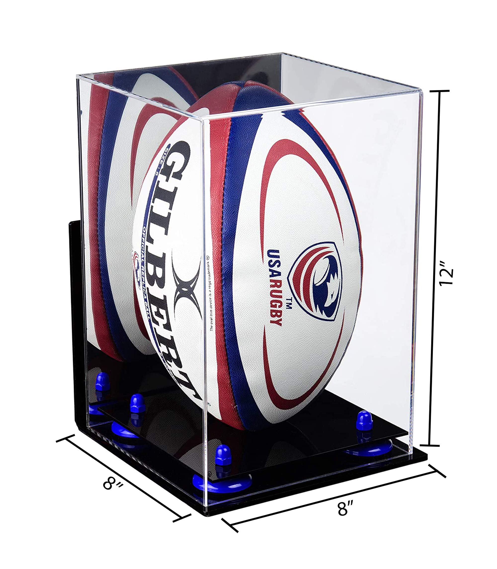 Acrylic Rugby Ball Display Case - Clear Protective Showcase for Collectibles & Memorabilia - Perfect for Home, Office, or Sports Bar Decor