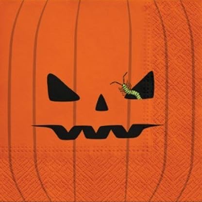 Halloween Pumpkin Face Paper Napkins - 40 Count, Fall Decoupage & Party Decorations - Perfect for Halloween Parties, Thanksgiving Dinner, and Autumn Table Settings