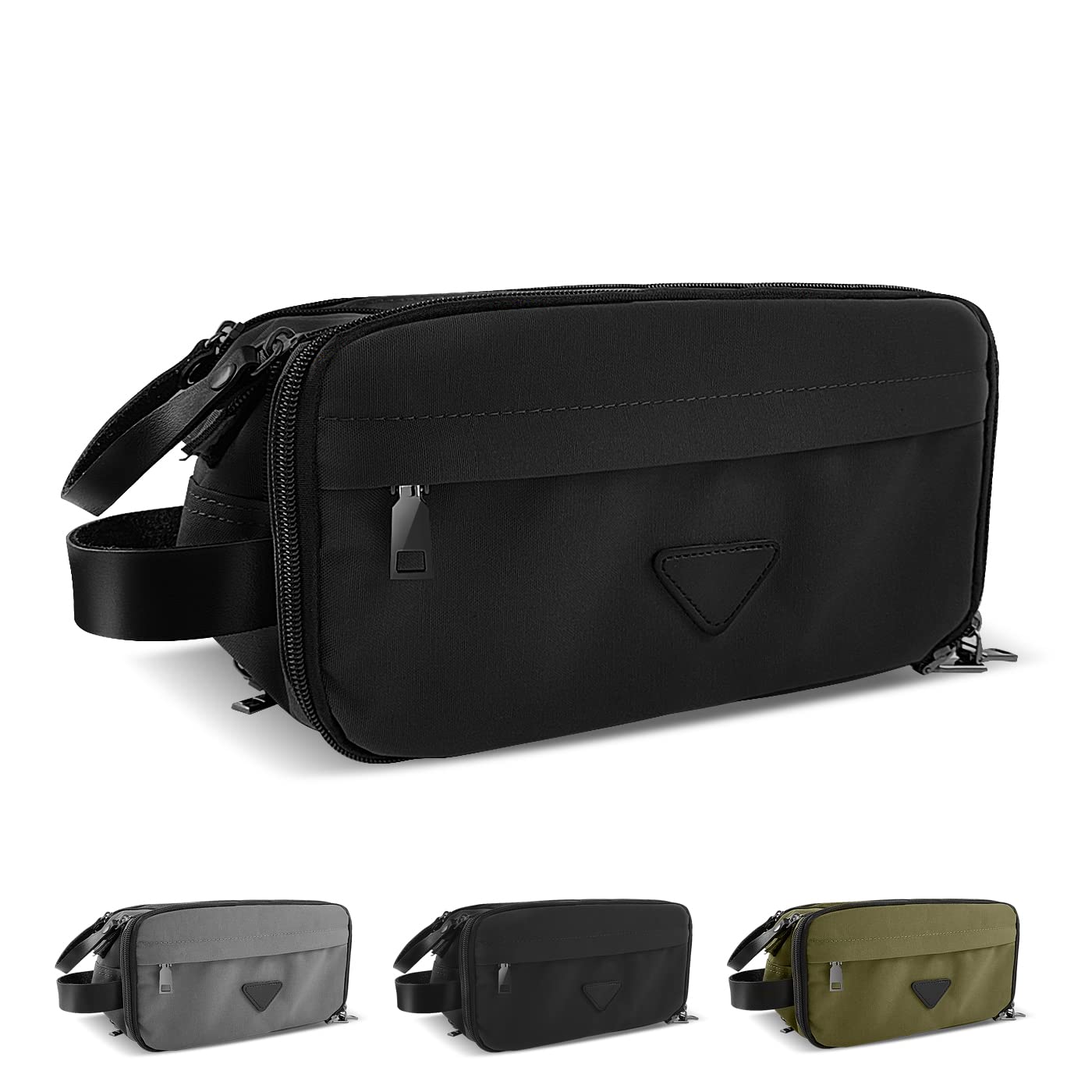 JINQI Water-Resistant Travel Toiletry Bag for Men & Women - Large Cosmetic Organizer with Shaving Compartment - Perfect for Airplane Carry-On, Gym, Camping & Business Trips (Black)