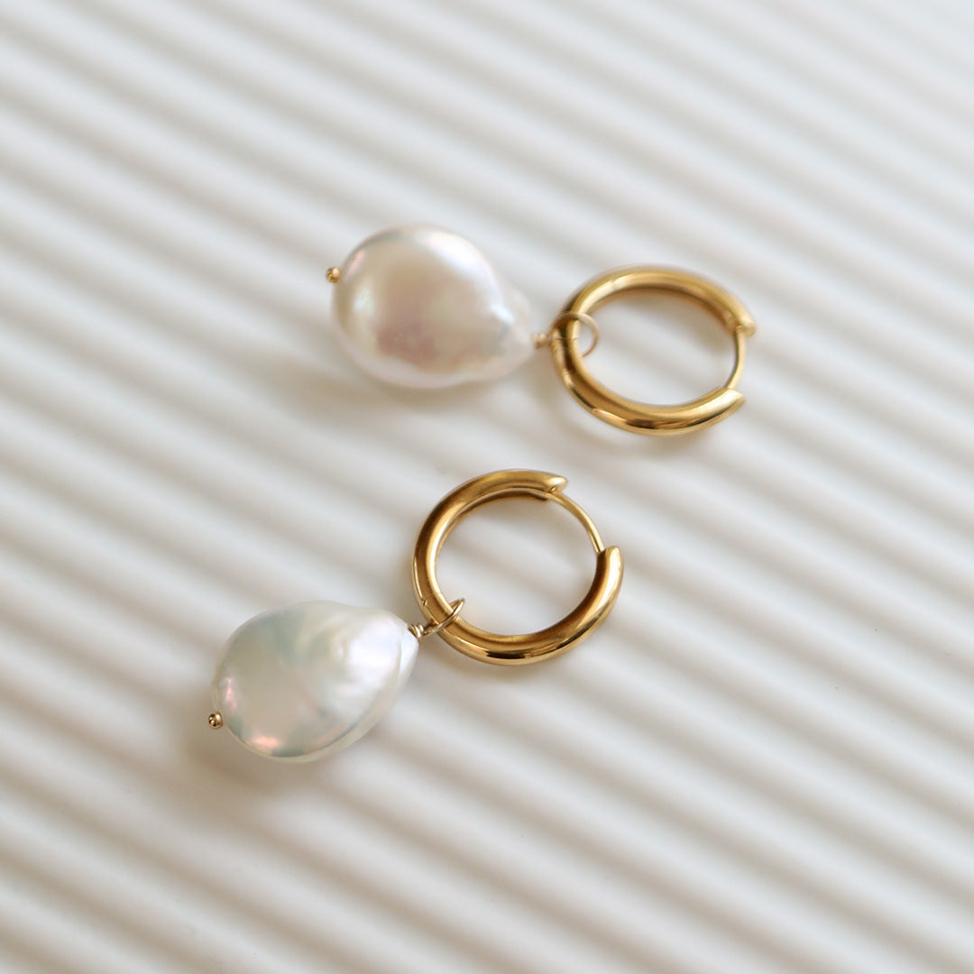 Elegant Capri Pearl Charm Hoop Earrings for Women - Perfect for Weddings, Parties & Everyday Wear