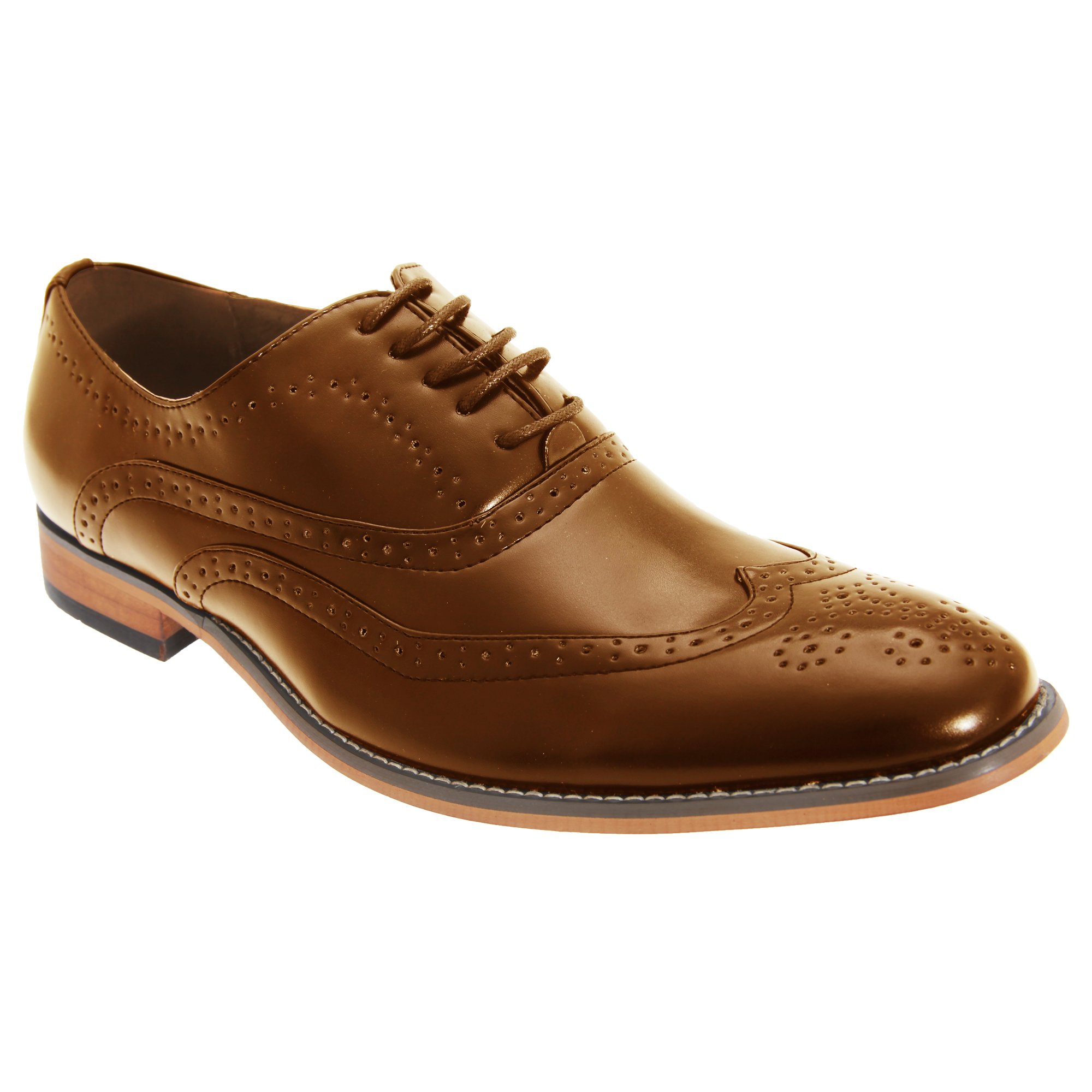 Goor Men's 5-Eyelet Brogue Oxford Shoes - Classic Leather Dress Shoes for Business, Office & Formal Occasions