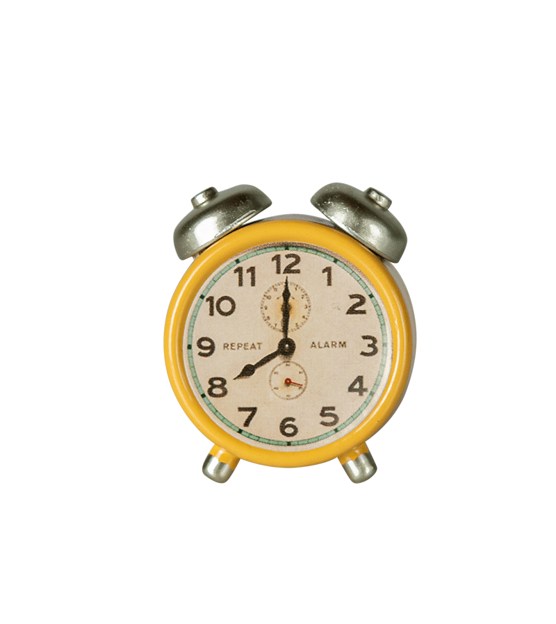 Maileg Yellow Mouse Alarm Clock - Cute & Functional Bedroom Decor for Kids & Adults | Perfect for Morning Wake-Up & Nursery Room