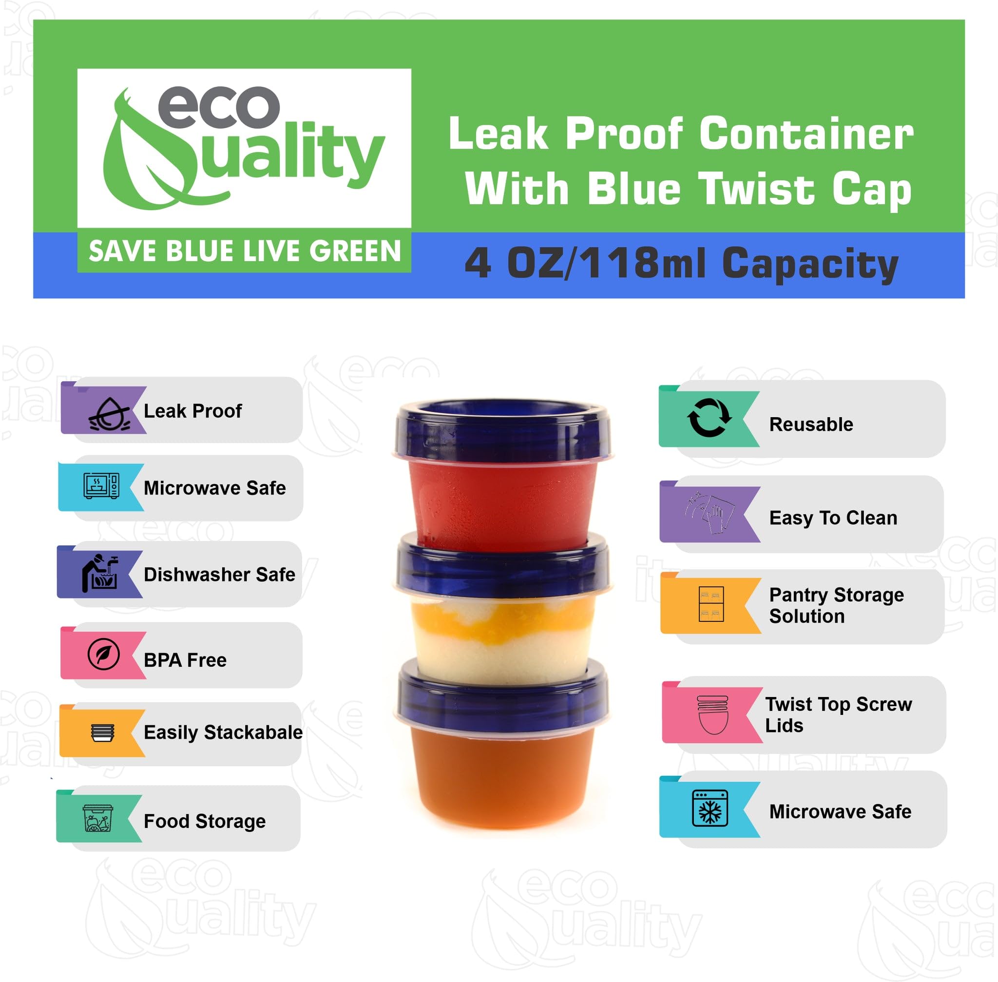 90-Pack 4oz Airtight Plastic Food Storage Containers with Twist & Seal Lids - Leak-Proof, BPA-Free, Reusable & Stackable Snack Canisters - Perfect for Meal Prep, Pantry Organization & On-the-Go Snacks