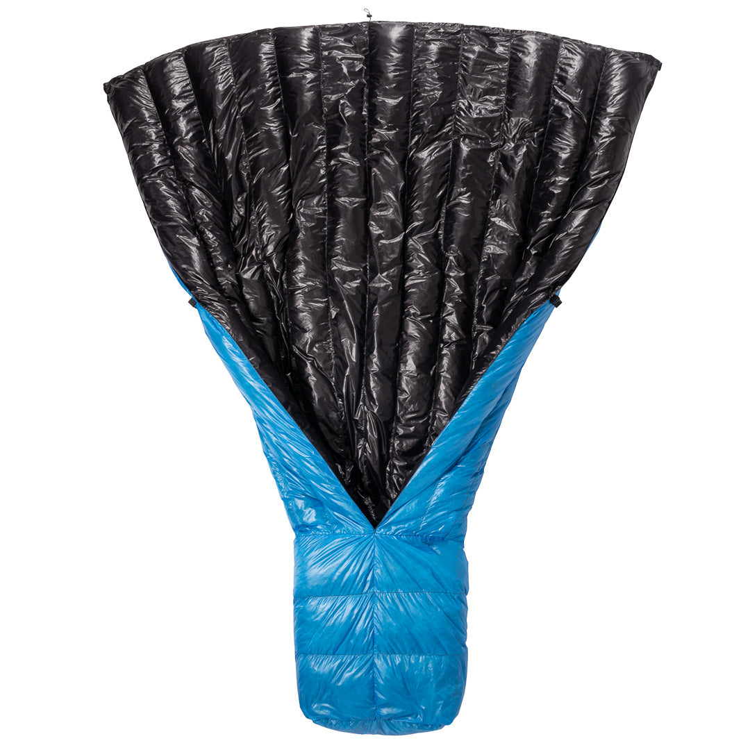 20F Solo Quilt - Lightweight Camping Sleeping Bag for Backpacking & Hiking - Azure Blue - Broad & Long Size - Perfect for Outdoor Adventures & Cold Weather Camping
