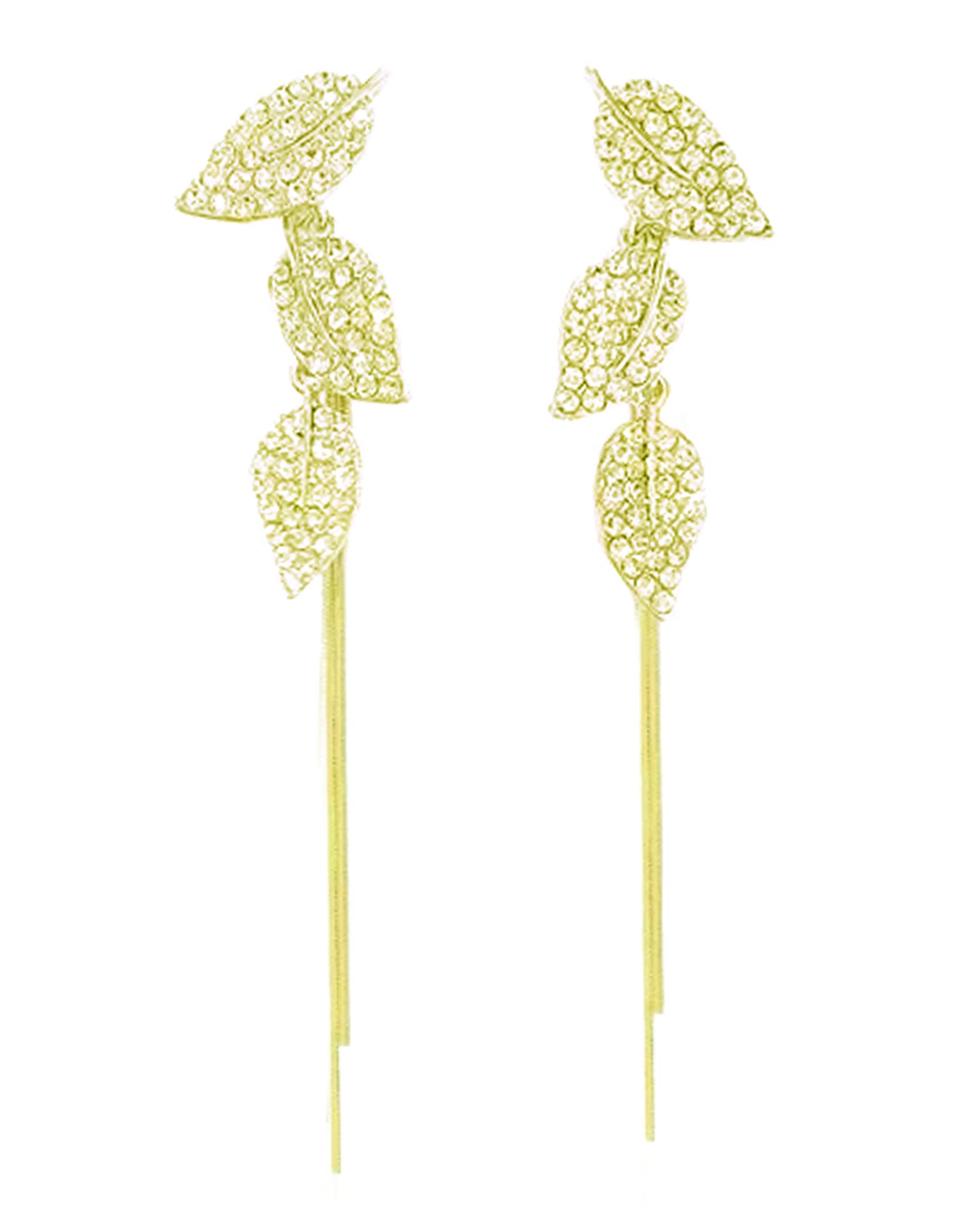 Gold Leaf Tassel Earrings for Women - Elegant Dangle Drop Earrings for Wedding, Brides & Bridesmaids - Perfect for Bridal Shower, Anniversary & Special Occasions