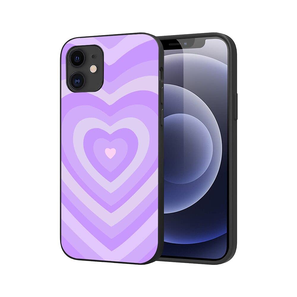 LUOWAN Cute Coffee Latte Heart iPhone 12/12 Pro Case - Shockproof Slim Fit Soft TPU Silicone Cover for Women & Girls (6.1 inch, Purple) - Perfect Gift for Valentine's Day, Birthday & Everyday Use
