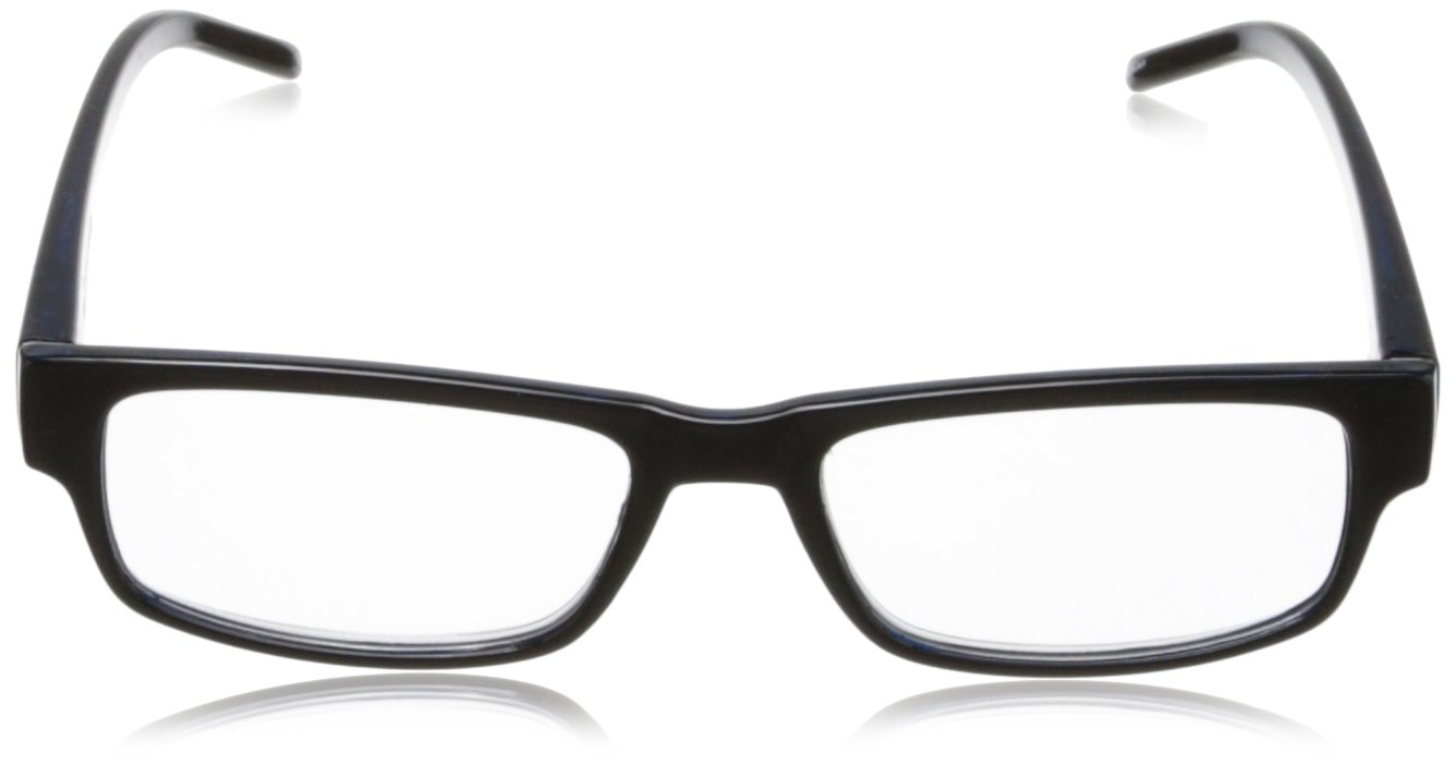 Foster Grant Men's Sloan Square Reading Glasses +1.50 to +3.50 Strength - Lightweight Metal Frame for Computer Work & Reading - Classic Square Eyeglasses for Office & Home Use