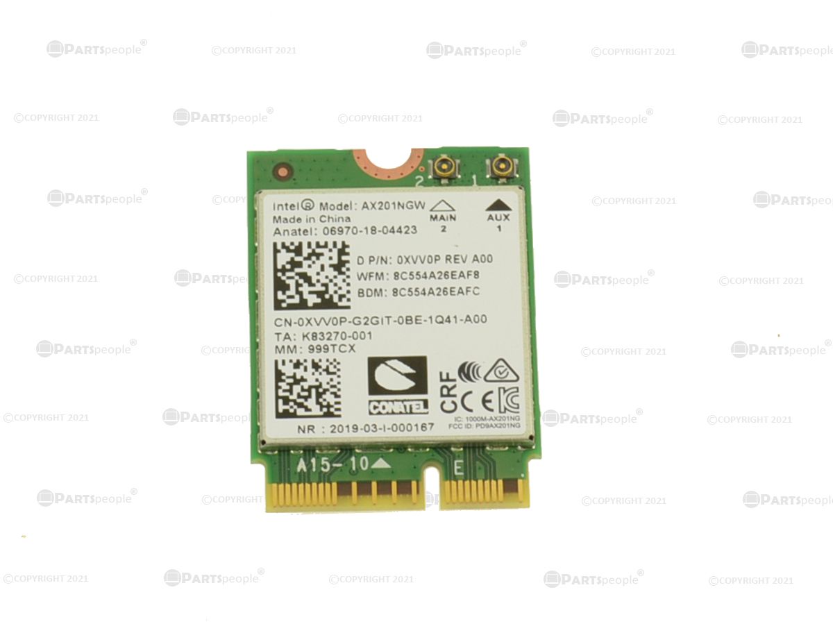 Dell Intel Wireless AX201 WiFi 6 (802.11ax) & Bluetooth 5.1 M.2 Network Card - XVV0P - High-Speed Wireless Adapter for Gaming, Streaming & Office Work