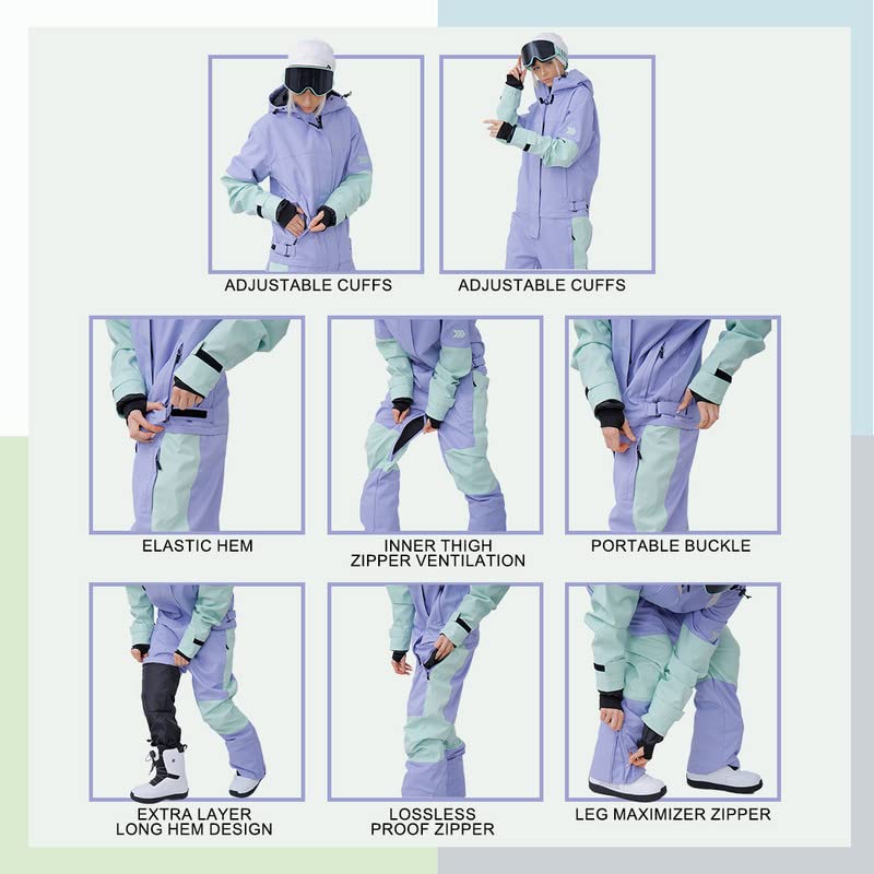 Waterproof Unisex Snow Suit for Men & Women - Winter Ski & Snowboard Jumpsuit | One-Piece Snowsuit for Outdoor Activities | Perfect for Skiing, Snowboarding & Cold Weather Adventures