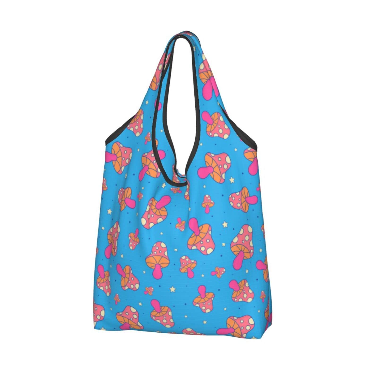Magic Mushroom Reusable Shopping Bags - Waterproof Foldable Grocery Tote for Supermarket, Beach & Travel | Eco-Friendly Large Capacity Bag