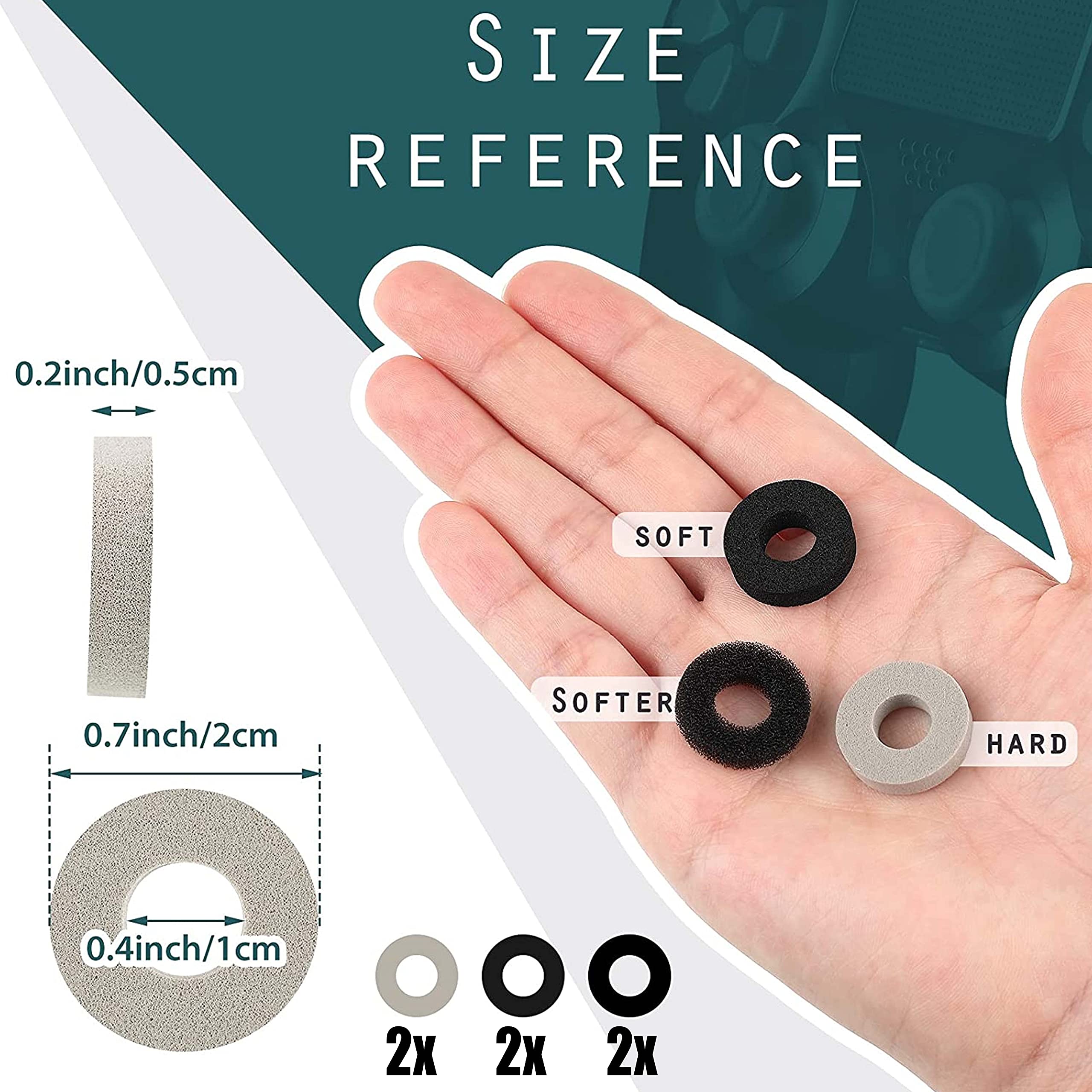Precision Rings & Aim Assist Foam for PS5, PS4, Xbox Series X/S, Xbox One, Nintendo Switch Pro & Scuf Controllers - Black & Grey - Improve Gaming Accuracy for FPS, Battle Royale & Competitive Play