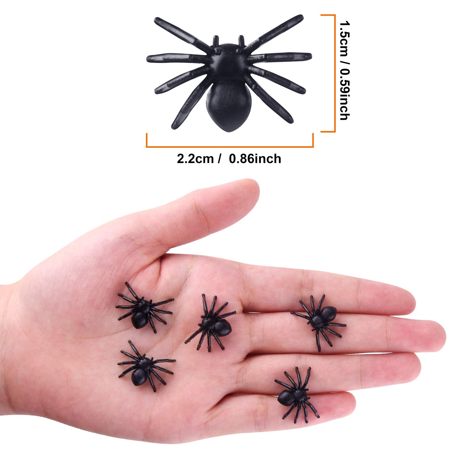 300PCS Realistic Fake Plastic Spiders - Scary Halloween Party Decorations & Prank Props for Trick or Treat, Haunted House, and Spooky Events - Black