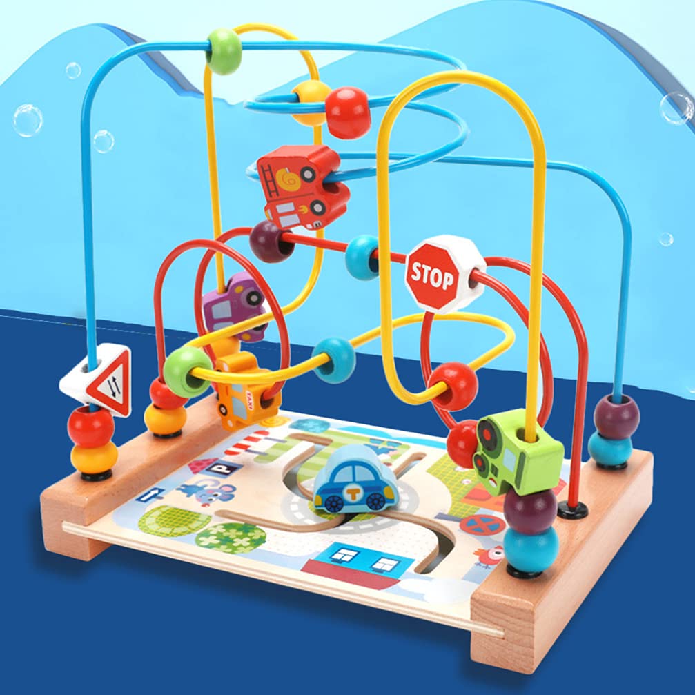 Alasum Wooden Bead Maze Roller Coaster Toy - Early Educational Toddler Car Toy for Kids, Fun Round Bead Maze Activity Toy to Develop Grasping Skills | Perfect for Preschool Learning, Daycare Centers & Travel Entertainment