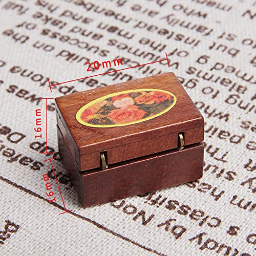 1:12 Miniature Wooden Jewelry Box - Small Decorative Storage for Dollhouse, Bedroom & Vanity Accessories - Perfect for Collectors and DIY Miniature Scenes