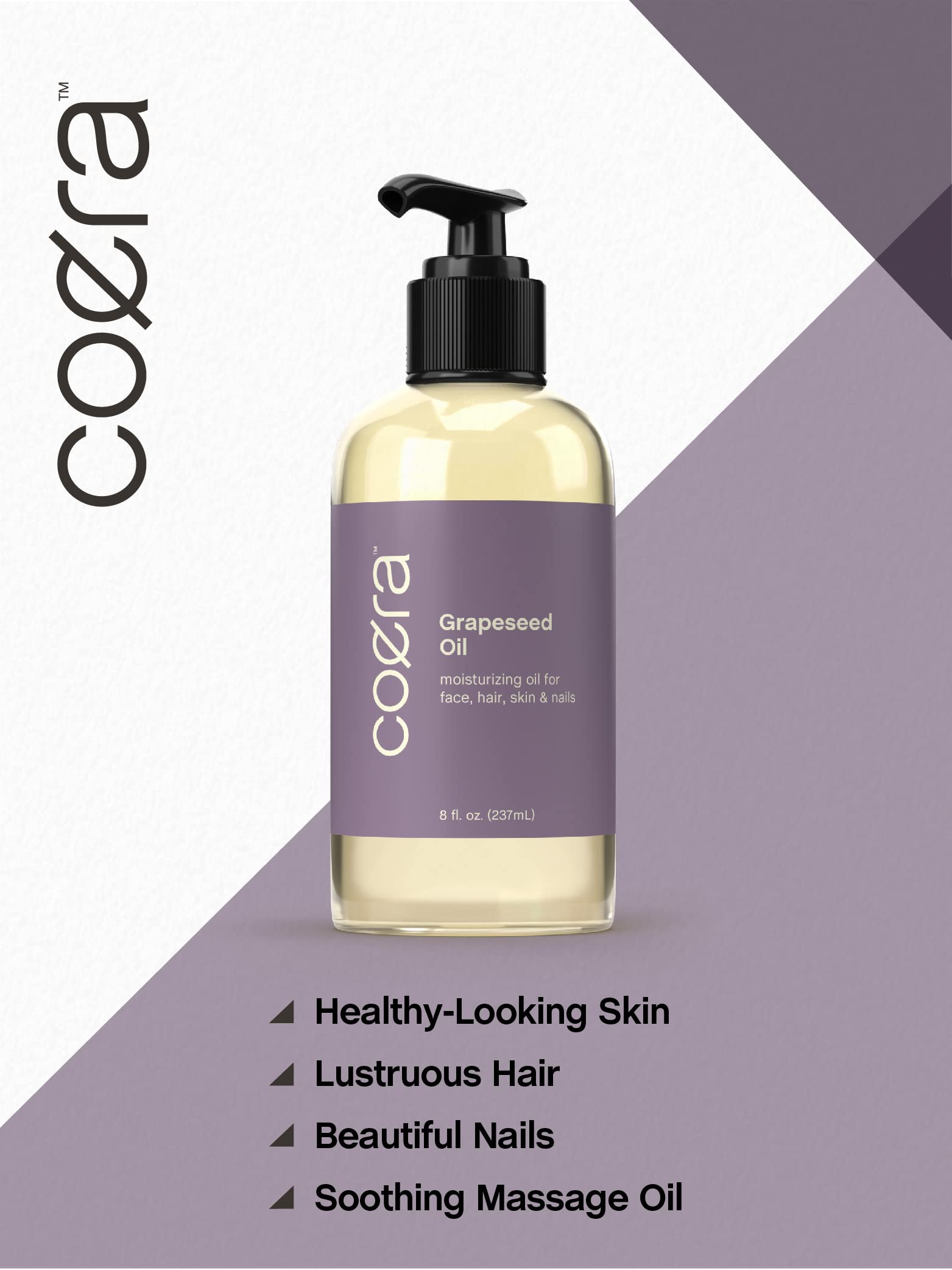 Organic Cold-Pressed Grapeseed Oil - 8 fl oz | Natural Moisturizer for Face, Hair, Skin & Nails | Paraben-Free, SLS-Free, Fragrance-Free | Perfect for Massage, DIY Beauty & Cooking