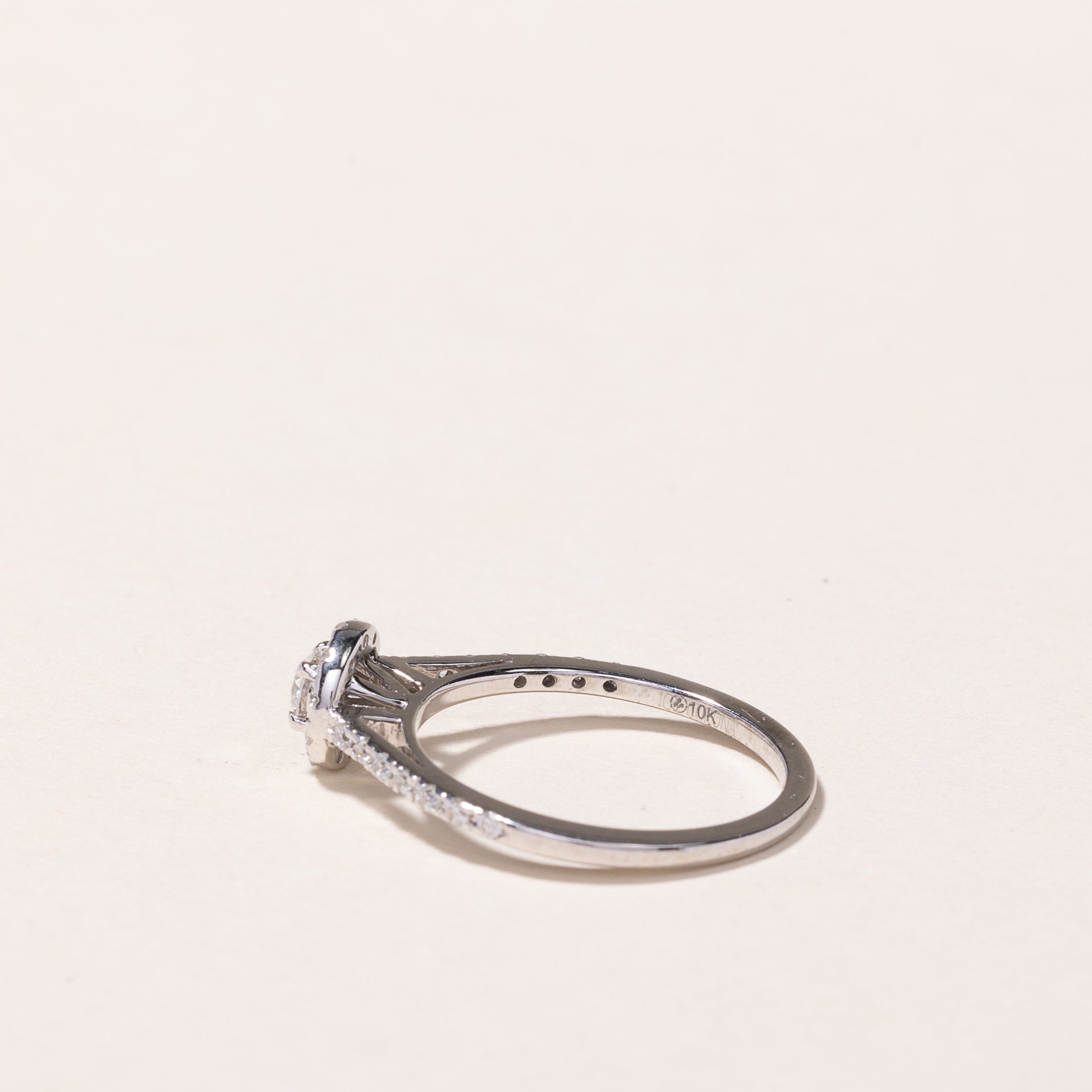 10K White Gold Diamond Halo Engagement Ring 0.40ctw Size 5 - Perfect for Proposals, Anniversaries & Bridal Jewelry Gifts