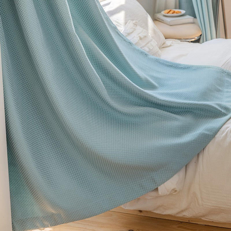 Lorelai Cotton Linen Gingham Wave Textured Blackout Curtains for Bedroom & Living Room - Custom Size Thermal Insulated Window Drapes for Home Decor
