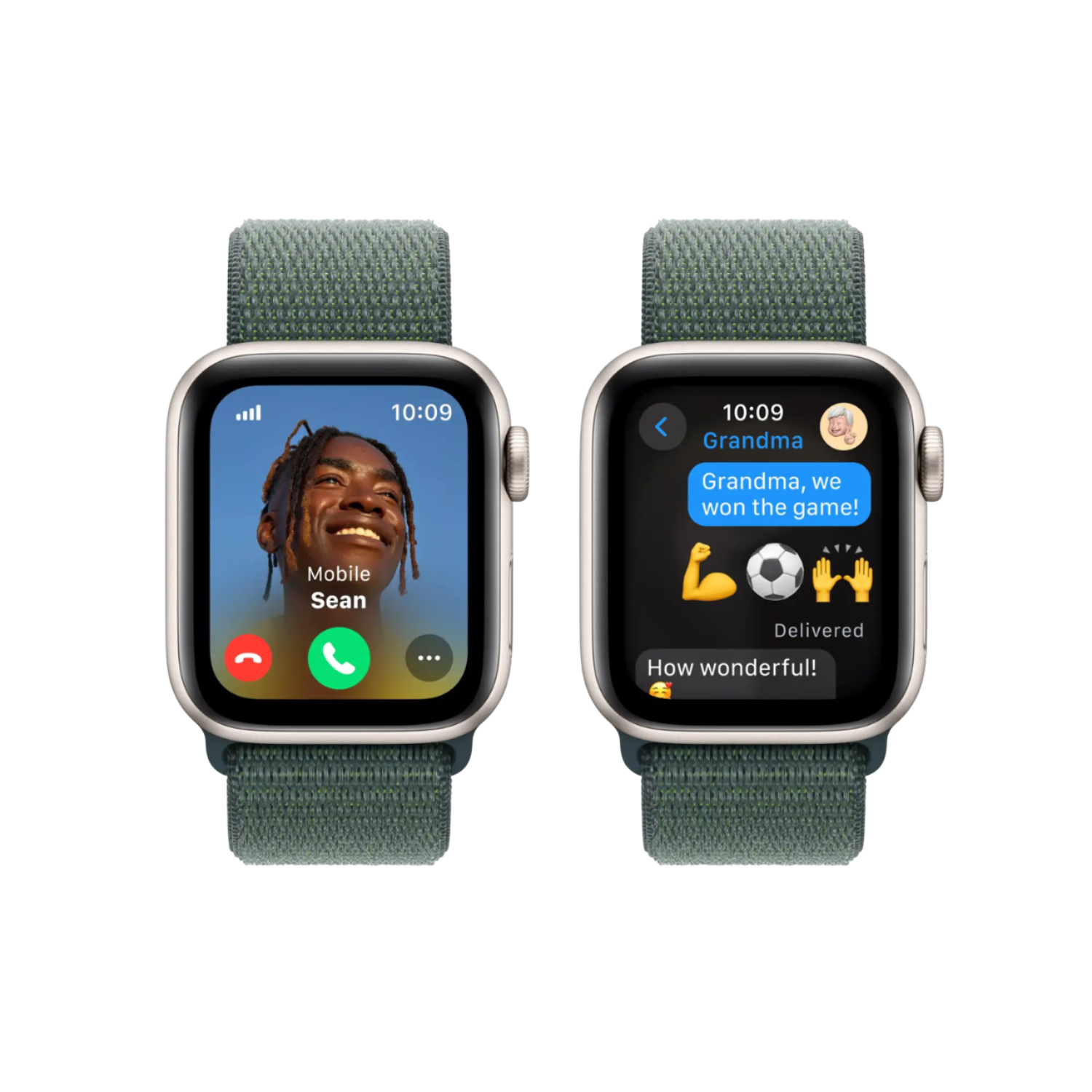 Apple Watch SE 2nd Gen 2022 (GPS) 40mm Starlight Aluminum Case with Lake Green Sport Loop - Adjustable Fitness Smartwatch for Running, Swimming & Daily Activity Tracking