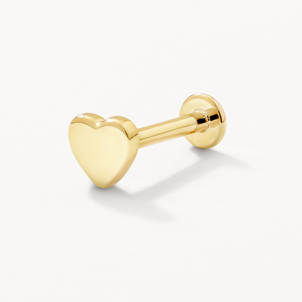 10k Gold Micro Heart Helix Single Stud Earring - Dainty Cartilage Piercing Jewelry for Women, Perfect for Everyday Wear & Special Occasions