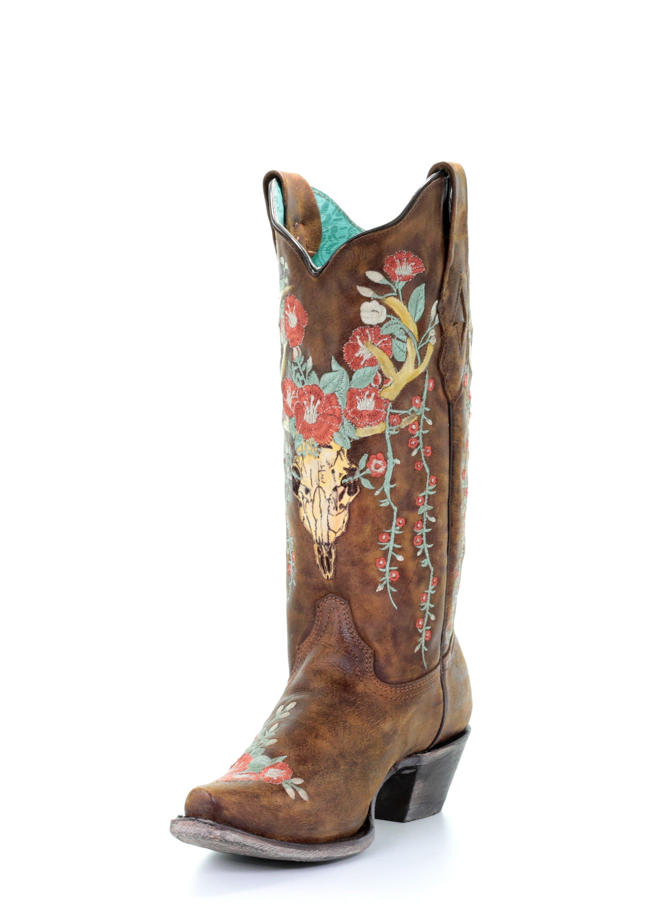 A3652 Women's Western Cowgirl Leather Boots - Tan Corral Style for Rodeo, Line Dancing & Country Fashion