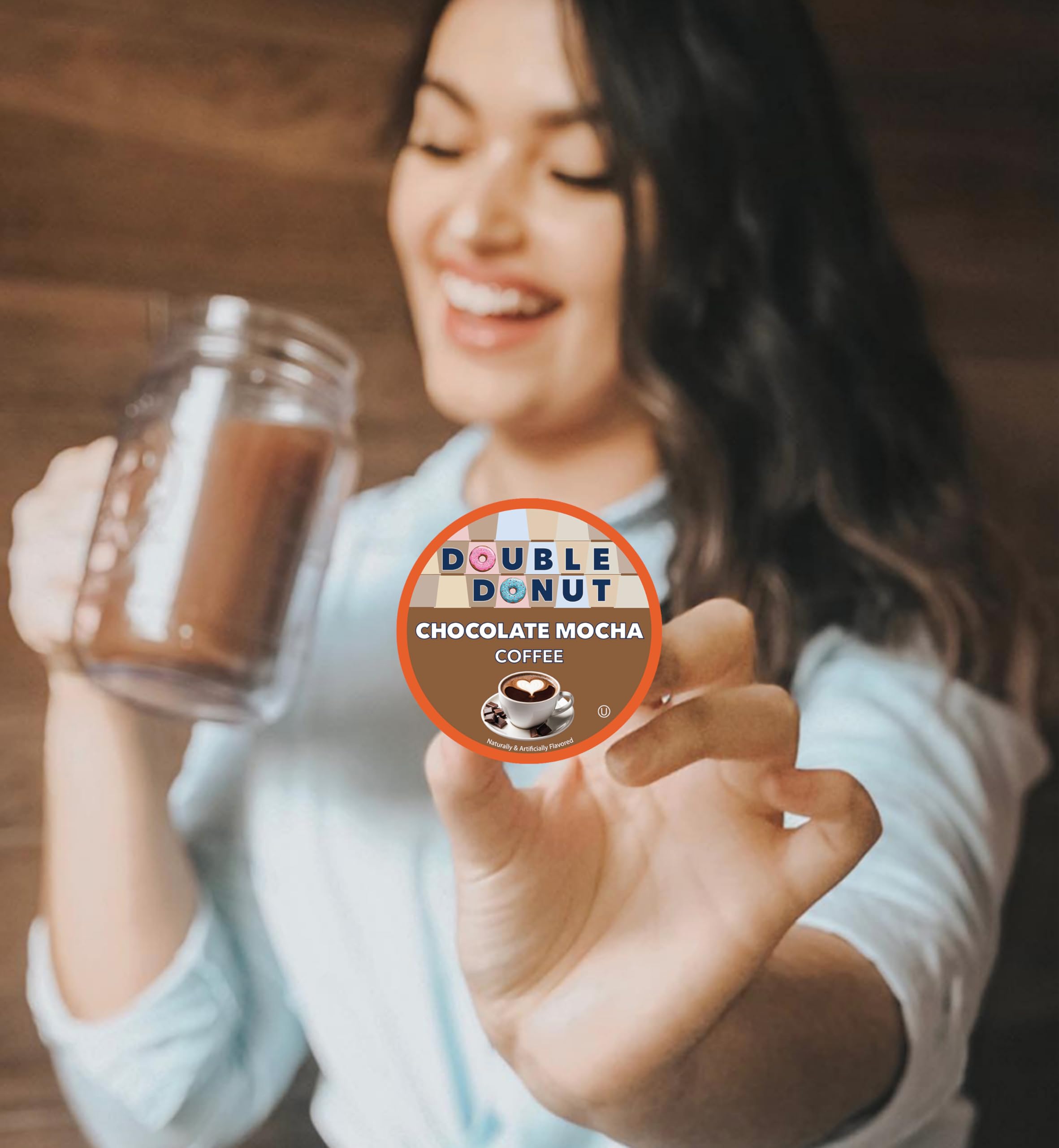 Double Donut Chocolate Mocha Coffee Pods for Keurig K-Cup Brewers - 24 Count Rich & Creamy Single Serve Coffee Pods - Perfect for Chocolate Lovers & Morning Brews at Home or Office
